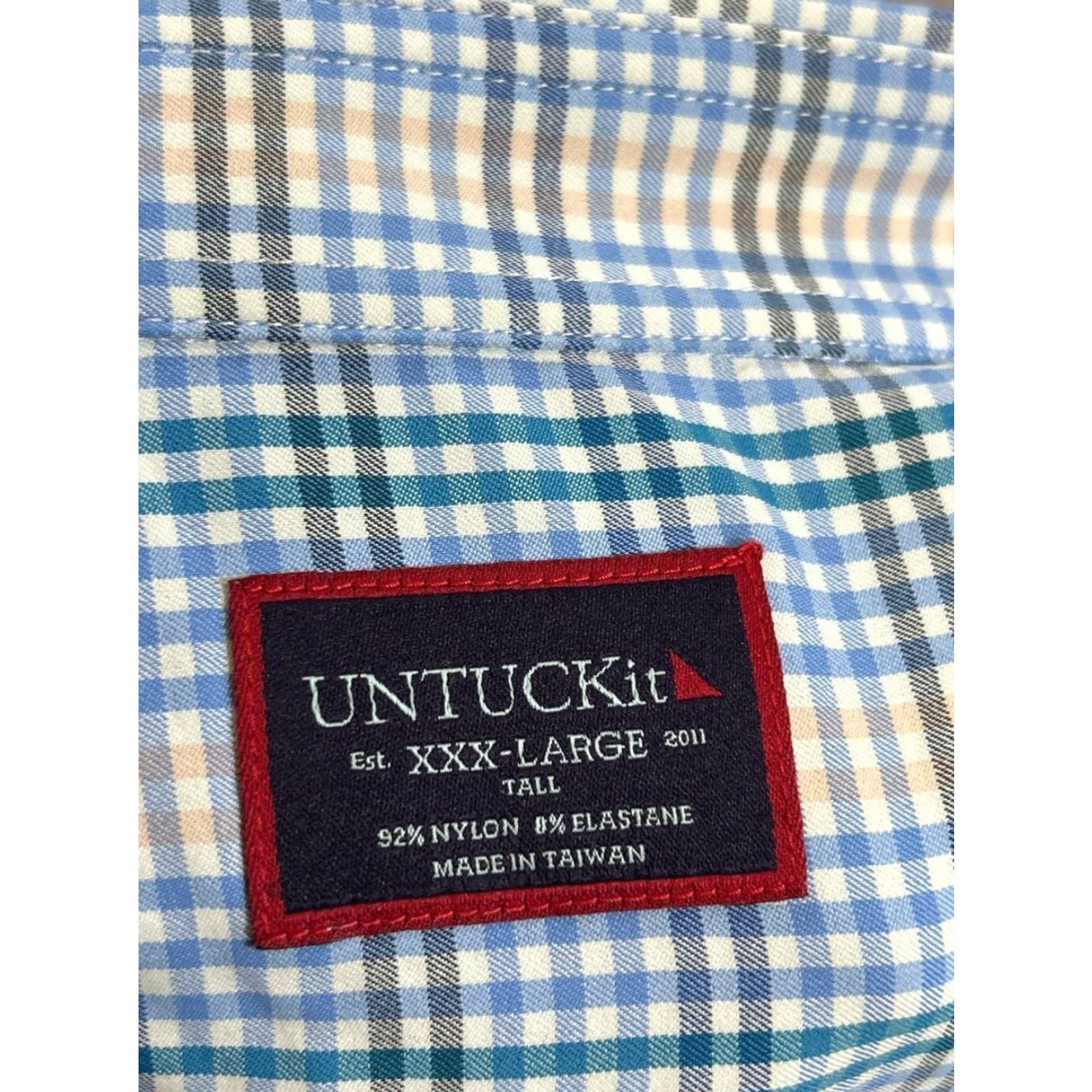 UNTUCKit UNTUCKit Mens Shirt 3XL Blue Beige Green Plaid Button-Up Casual Classic Cotton Size US XXL / EU 58 / 5 - 3 Thumbnail