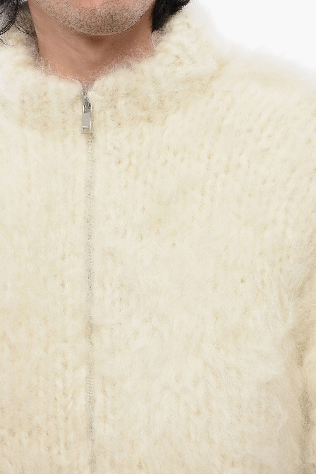 Jil Sander og1mm0625 Fuzzy Wool Bomber Jacket in White Size US M / EU 48-50 / 2 - 3 Thumbnail