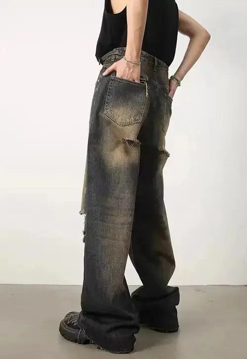 High Sport × Japanese Brand × Jean Retro distressed nostalgic rust raw edge ripped jeans Size US 32 / EU 48 - 3 Thumbnail