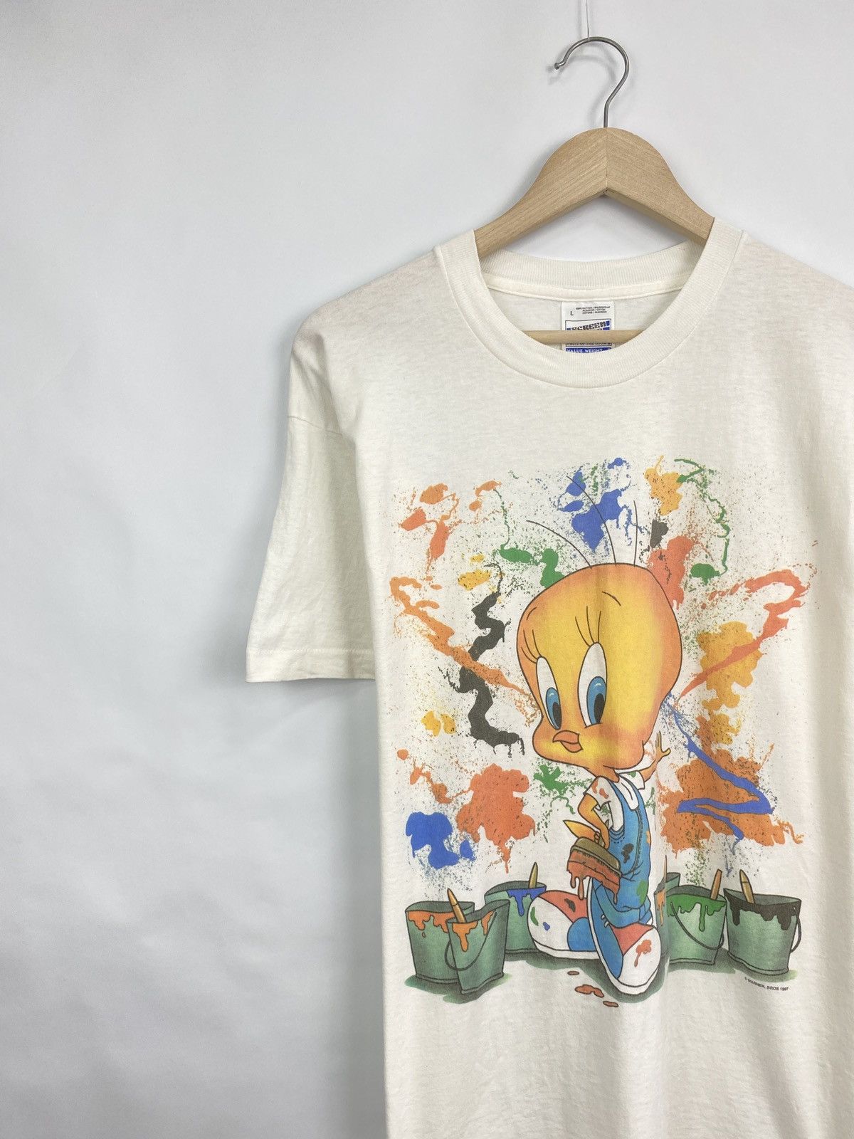 Cartoon Network 🇺🇸 Vintage 1997 Tweety Art Sylvester Movie World t-shirt Y2K Size US L / EU 52-54 / 3 - 2 Thumbnail