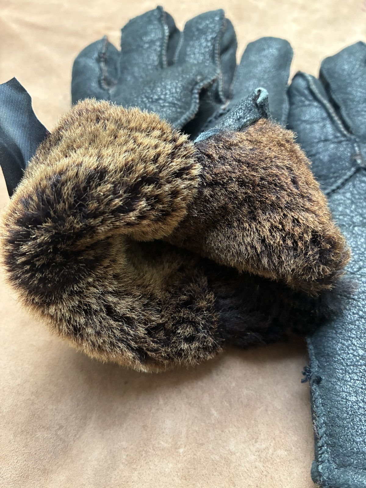Other SHEARLING REAL LEATHER SHEEP WOOL LINED GLOVES Size ONE SIZE - 5 Thumbnail