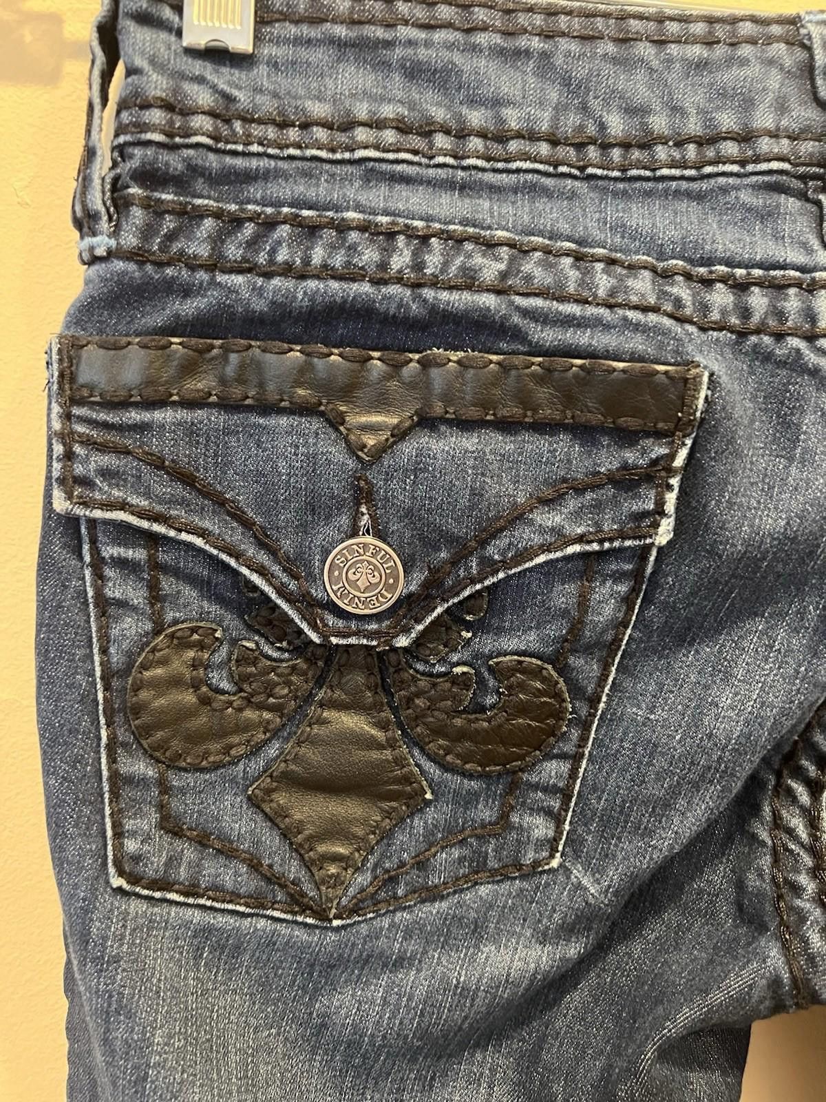 Other Sinful Blue Jeans Size 27 Semi-Flare Stretch Y2K Style Size 27" / US 4 / IT 40 - 3 Thumbnail