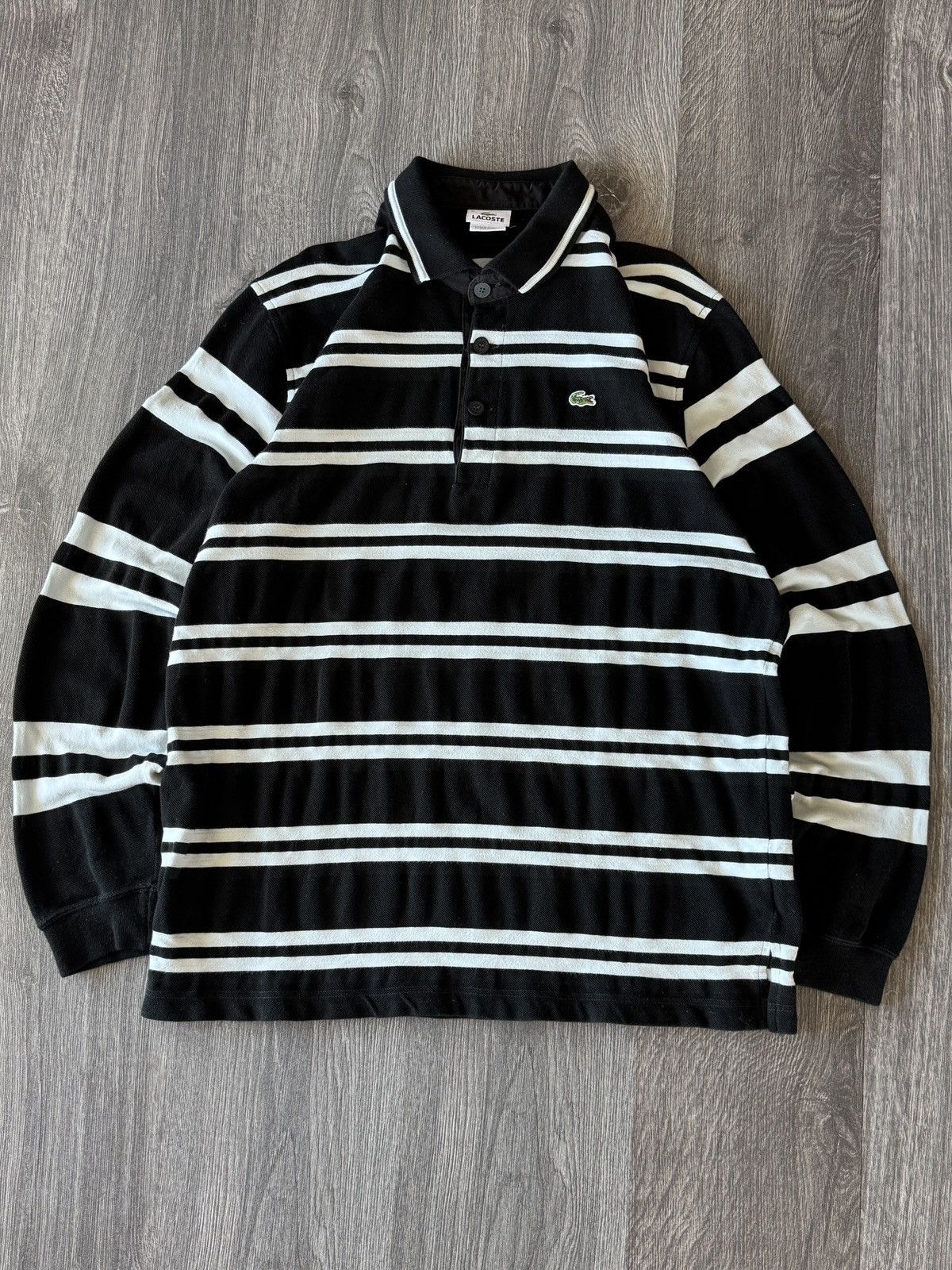 Lacoste Y2K Vintage Lacoste Rugby Striped Longsleeve Sweatshirt Size US XL / EU 56 / 4 - 1 Thumbnail