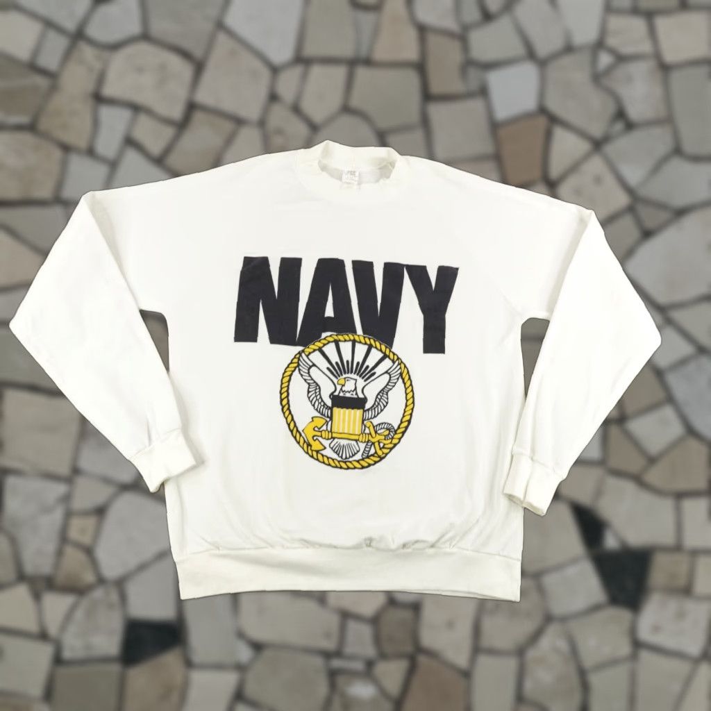 Soffe Vintage Navy Sweatshirt Mens XL White US USN Crewneck Pullover Military 90s USA Size US XL / EU 56 / 4 - 1 Thumbnail