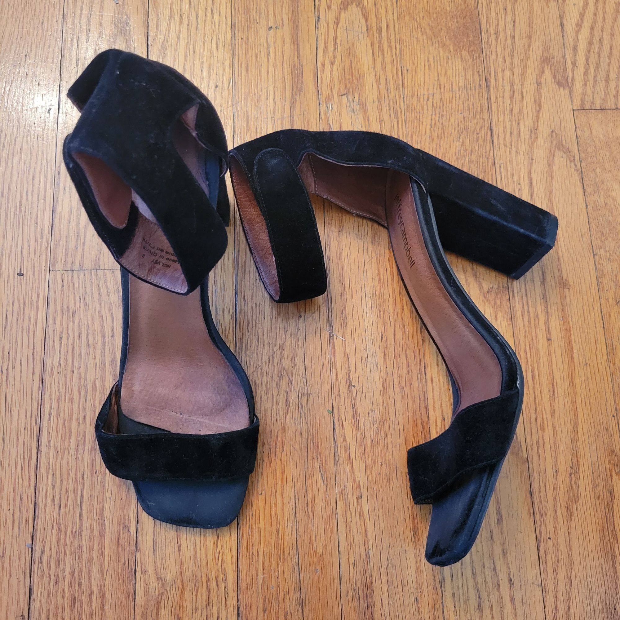 Jeffrey Campbell Jeffrey Campbell Black Suede Leather Ankle Strap High Block Size US 8 / IT 38 - 9 Thumbnail