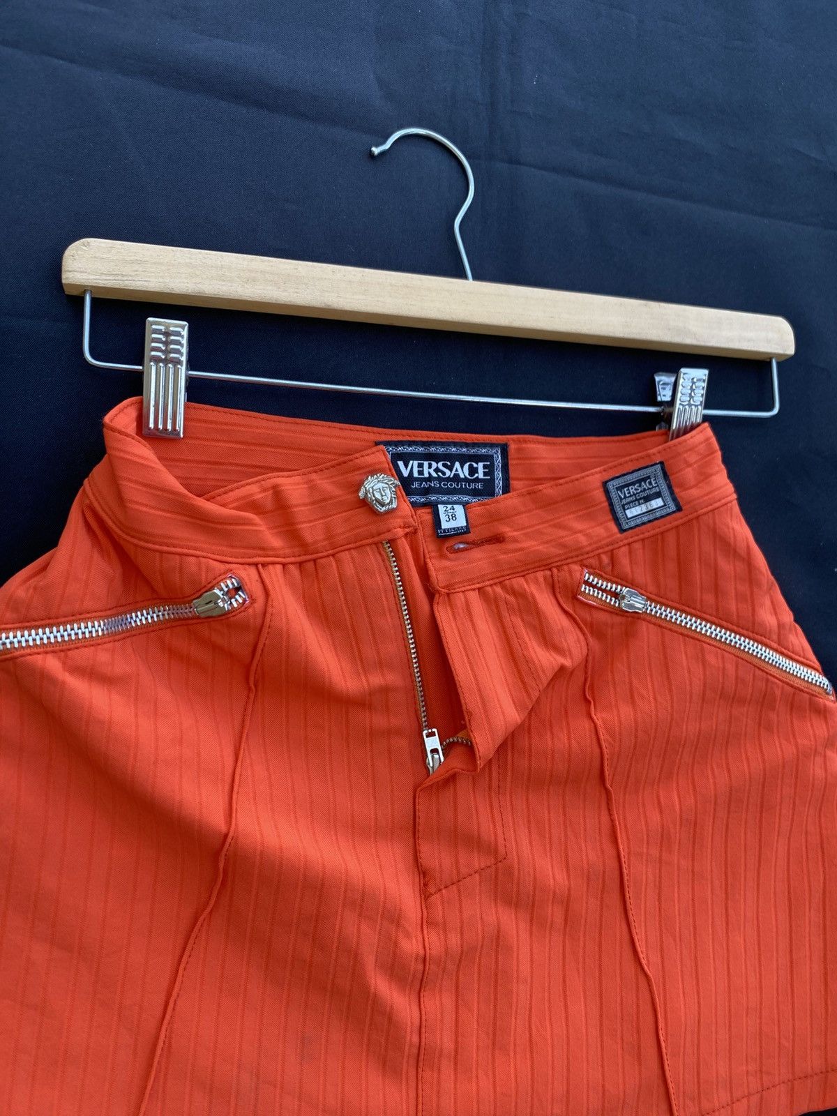Versace Rare Vintage Versace Orange Mini Skirt Size 23" - 4 Thumbnail
