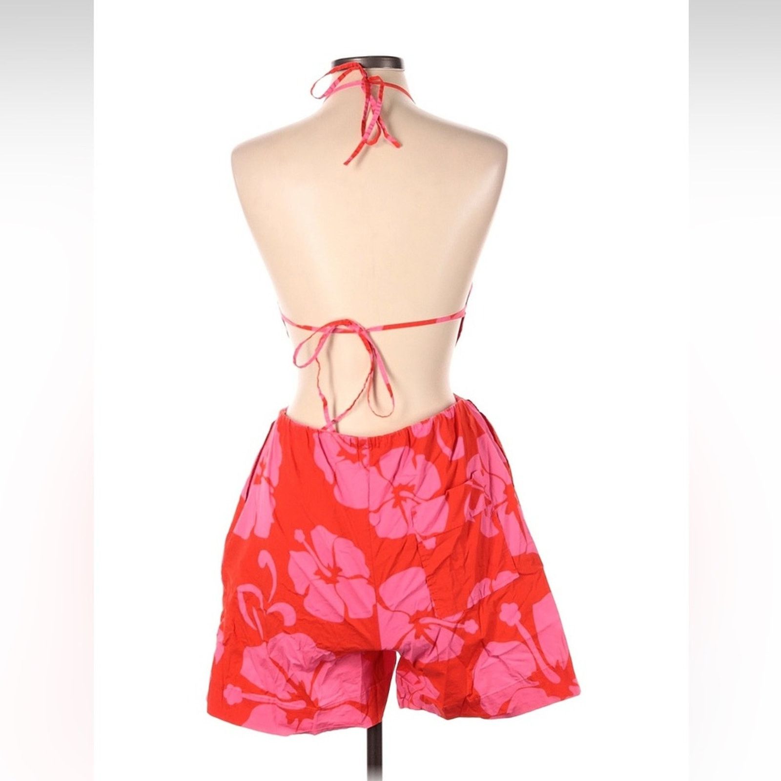 Staud Staud Georgia Floral Romper - Size 10 - Pink & Red Tropical Size 32" / US 10 / IT 46 - 5 Thumbnail