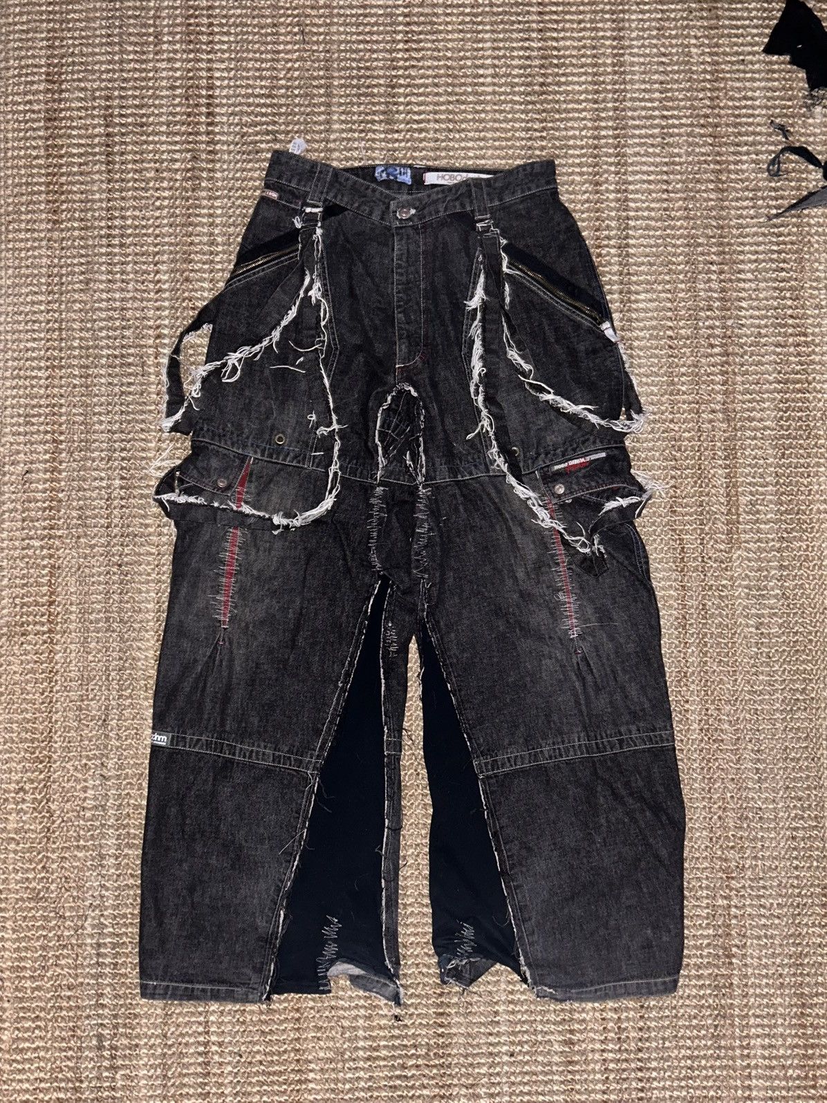 image of Avant Garde x Distressed Denim Reworked Raw Edge Hobodenim in Black, Men's (Size 32)