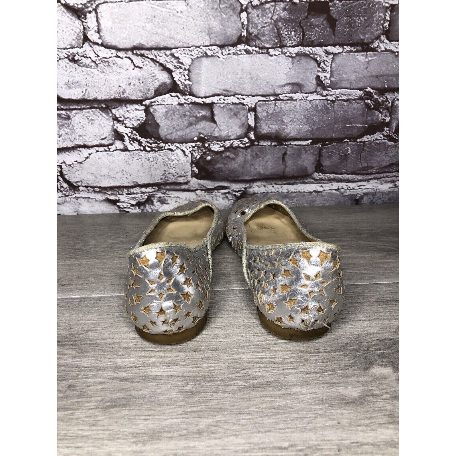 Jimmy Choo Jimmy Choo Metallic Silver Leather Cut Out Loafer Flats Wome Size US 7 / IT 37 - 21 Thumbnail