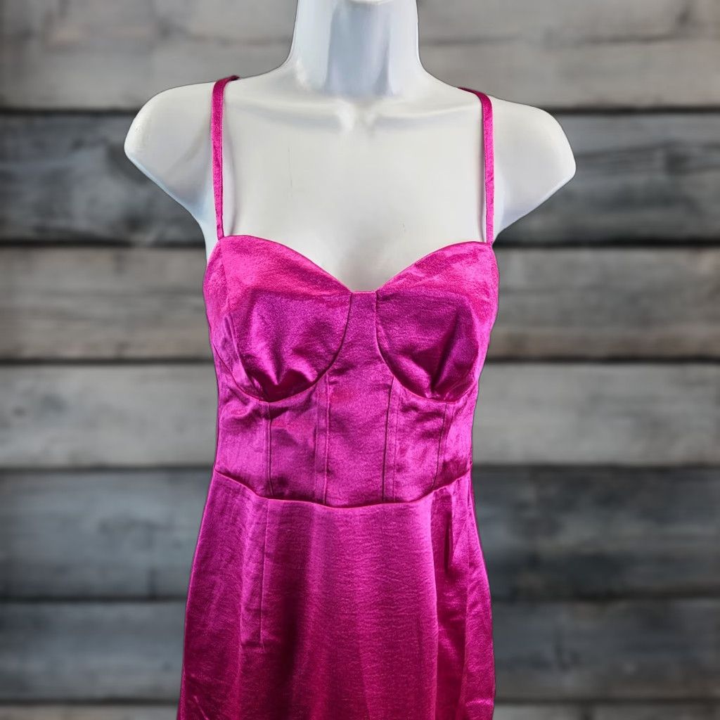 Vintage Wild Fable Womens Dress Small Solid Pink Lace Up Back Sleeveless Spaghetti Strap Bodycon Size S / US 4 / IT 40 - 1 Thumbnail