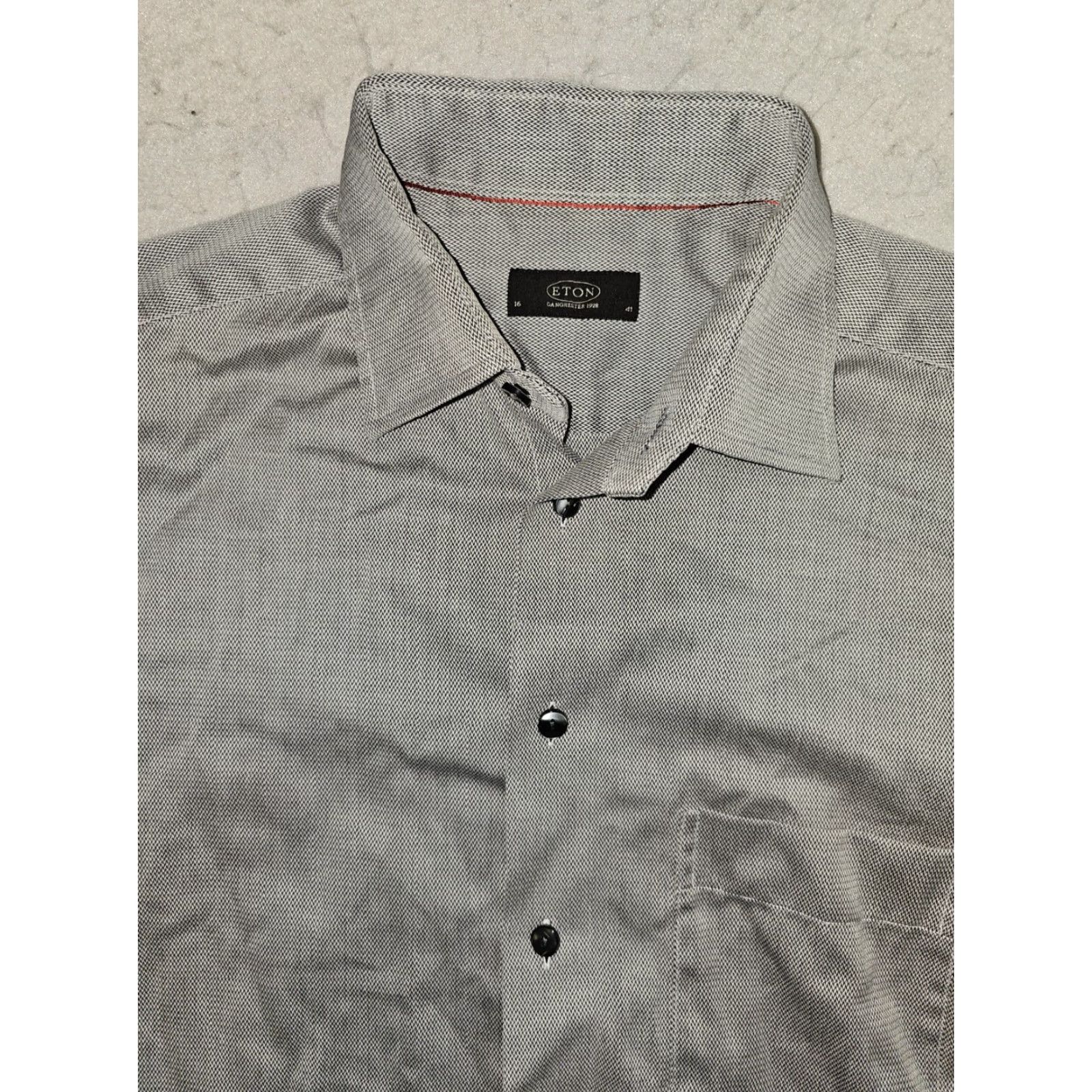 Eton ETON Classic Fit Button-Up Dress Shirt Geometric Pattern Mens 16/41 White Collar Shirt Size 42R - 3 Thumbnail