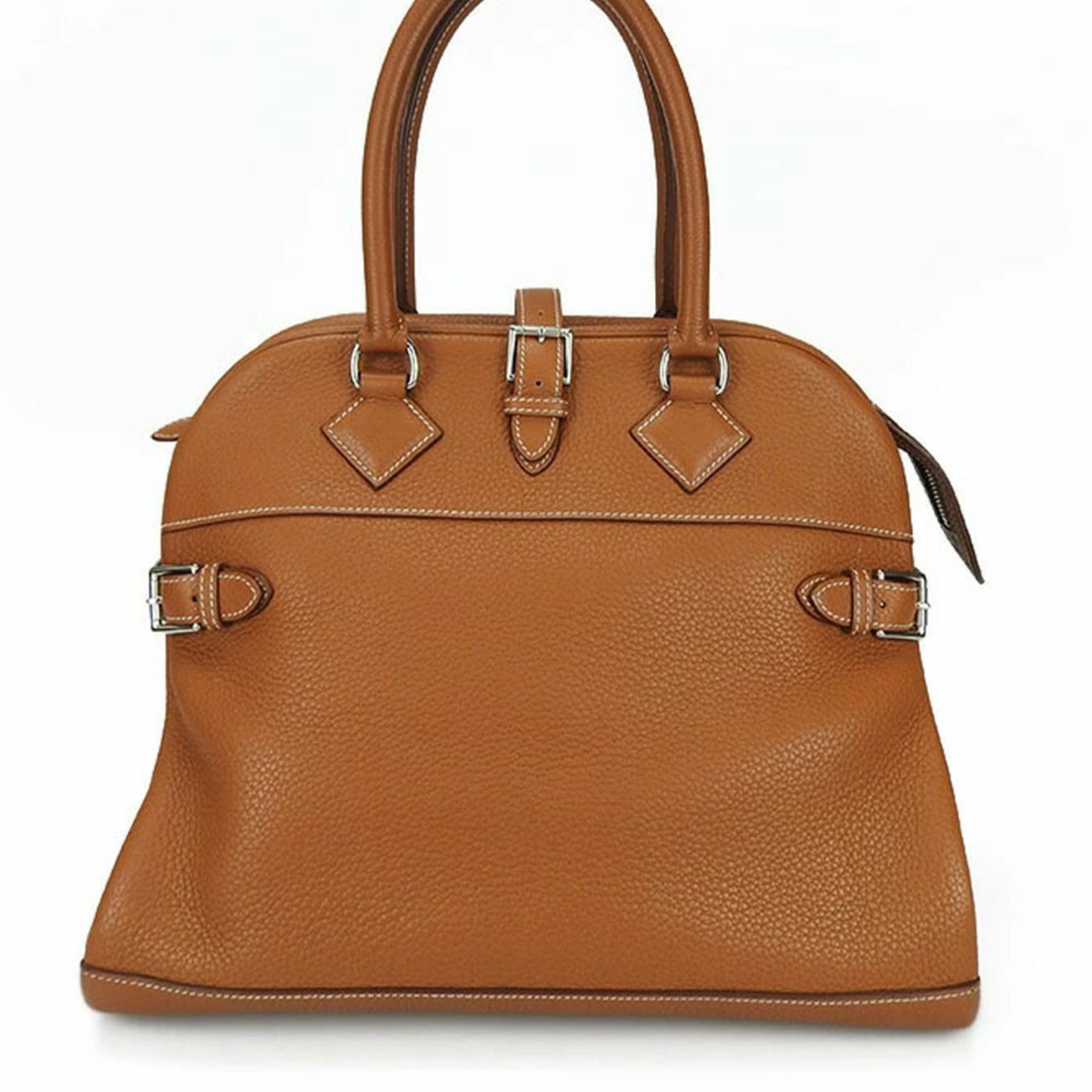 image of Hermes Handbag Taurillon Clemence Atlas 35 Gold □M Engraved Leather Women's Hermes Hand Bag