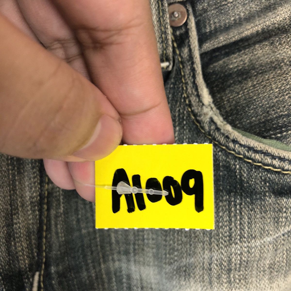 Japanese Brand Back Number Black faded vintage Denim Pants #A1009 Size US 31 - 10 Thumbnail