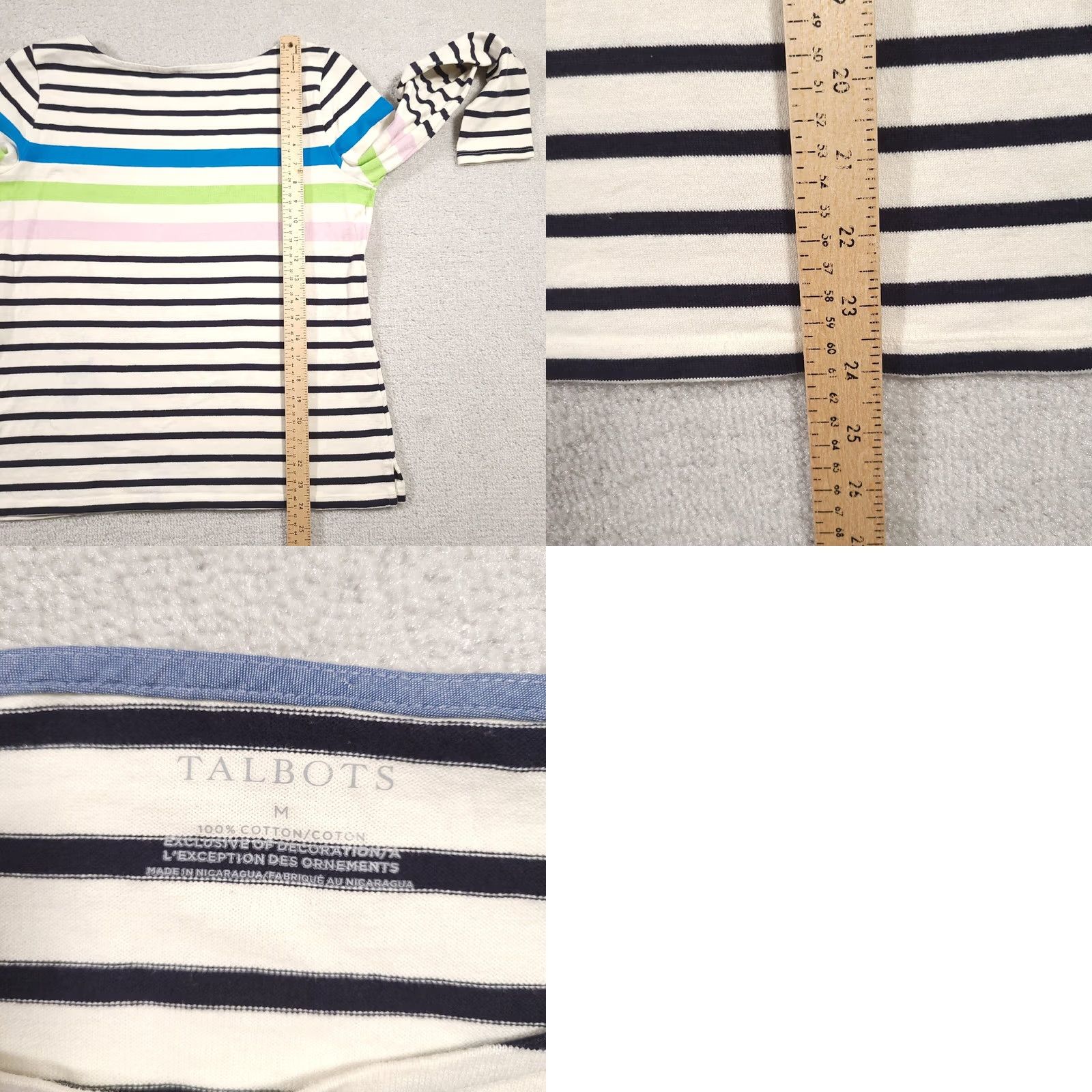 Talbots Talbots Sweater Womens Medium Striped Long Sleeve Boat Neck Colorful Striped Knit Pullover, Casual, Workwear, Regular, Multicolor, White? Size M / US 6-8 / IT 42-44 - 8 Thumbnail