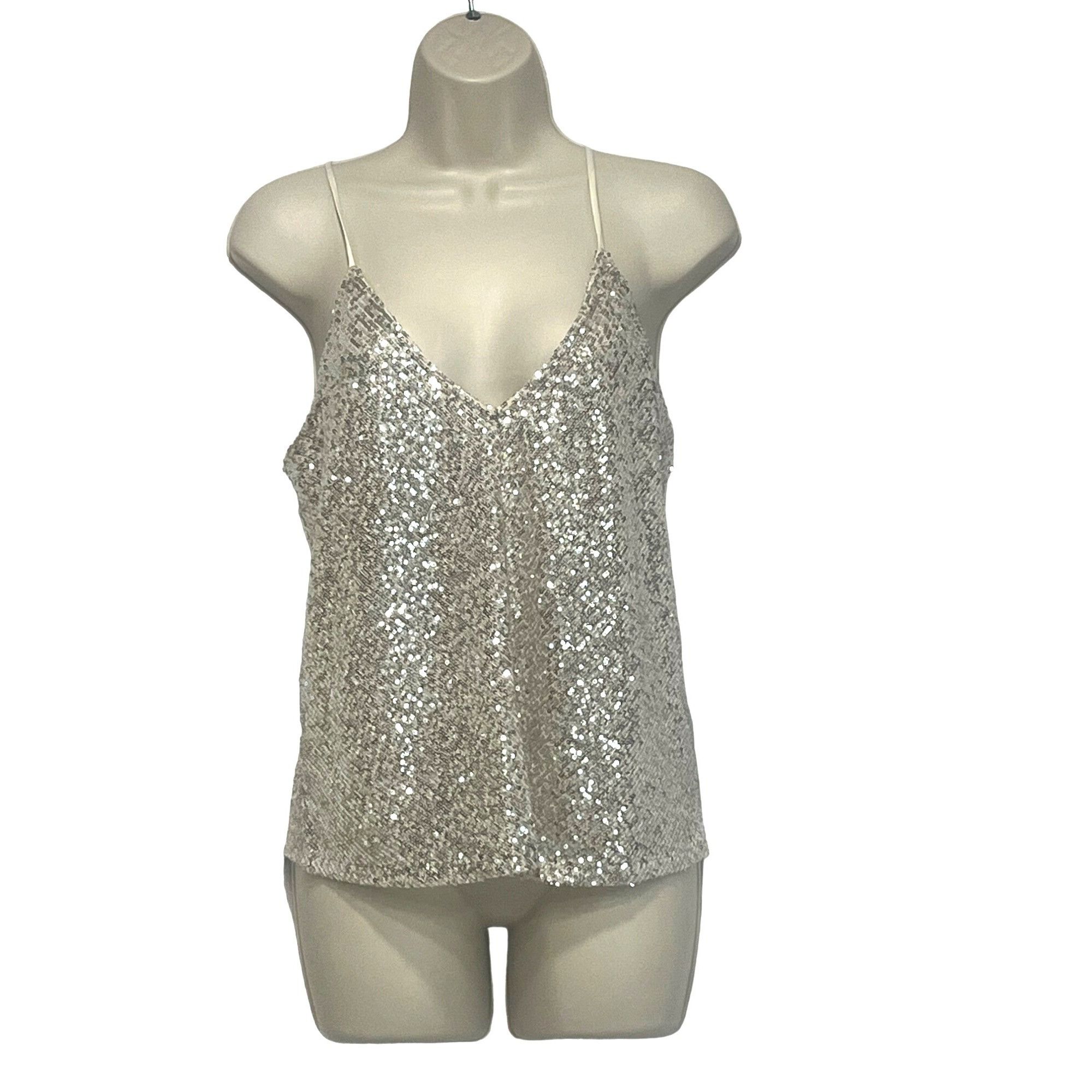 Mango Mango Xlenjuel Sequin Cami Top, Champagne, Sz. M Size M / US 6-8 / IT 42-44 - 1 Thumbnail