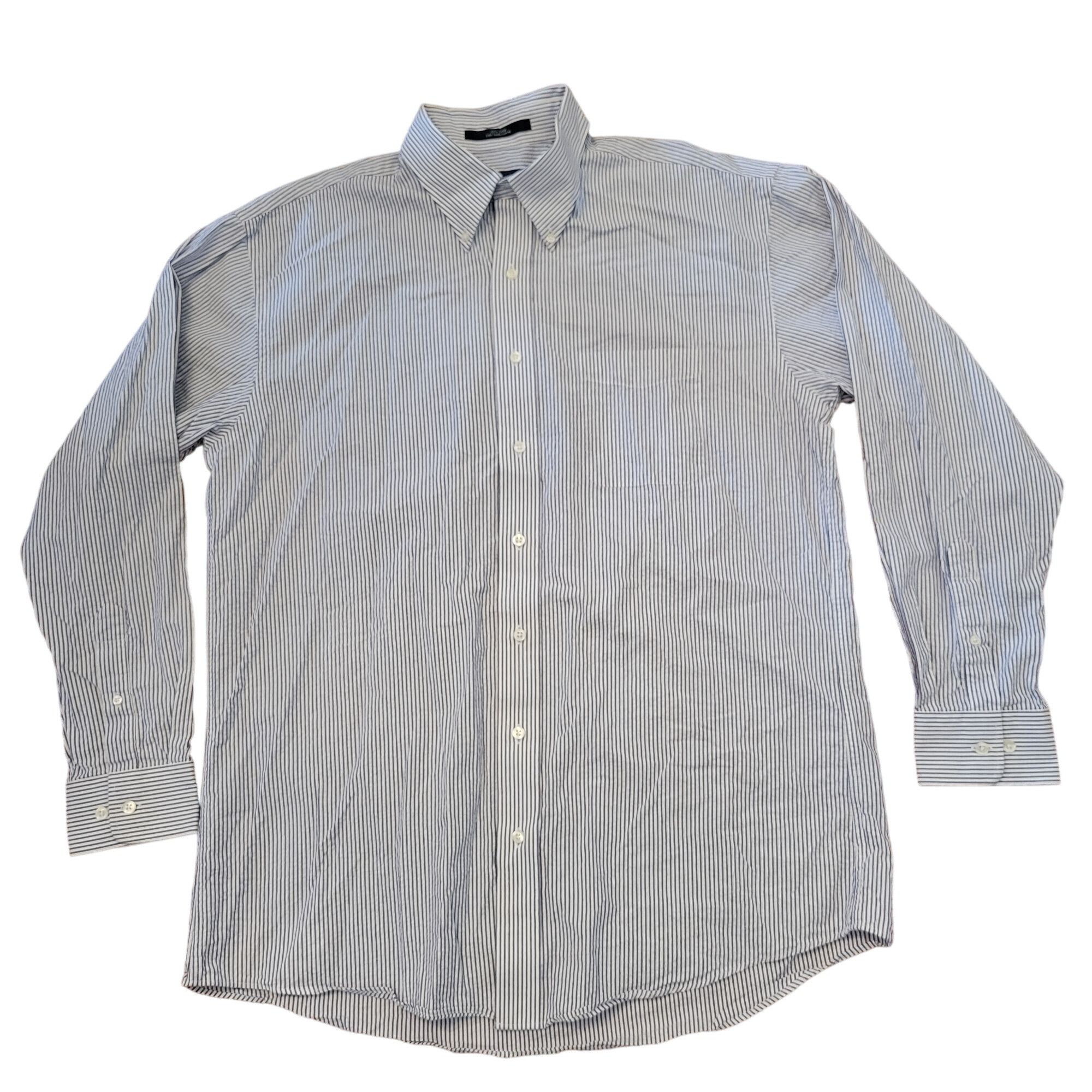 Other Jon Michael Cane L Blue White Striped Poplin Long Sleeve Cot Size US L / EU 52-54 / 3 - 1 Thumbnail