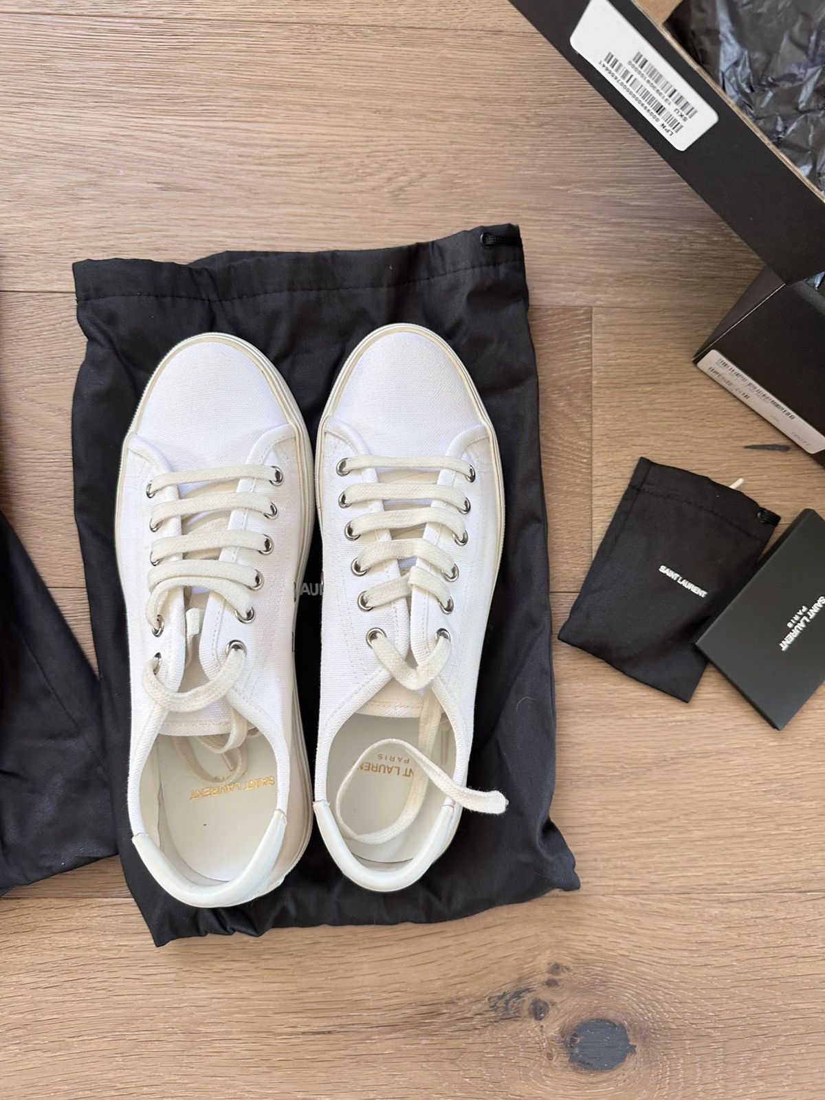 Saint Laurent Paris × Yves Saint Laurent New SAINT LAURENT White Canvas Malibu Sneakers - Size 37 Size US 7 / IT 37 - 4 Thumbnail