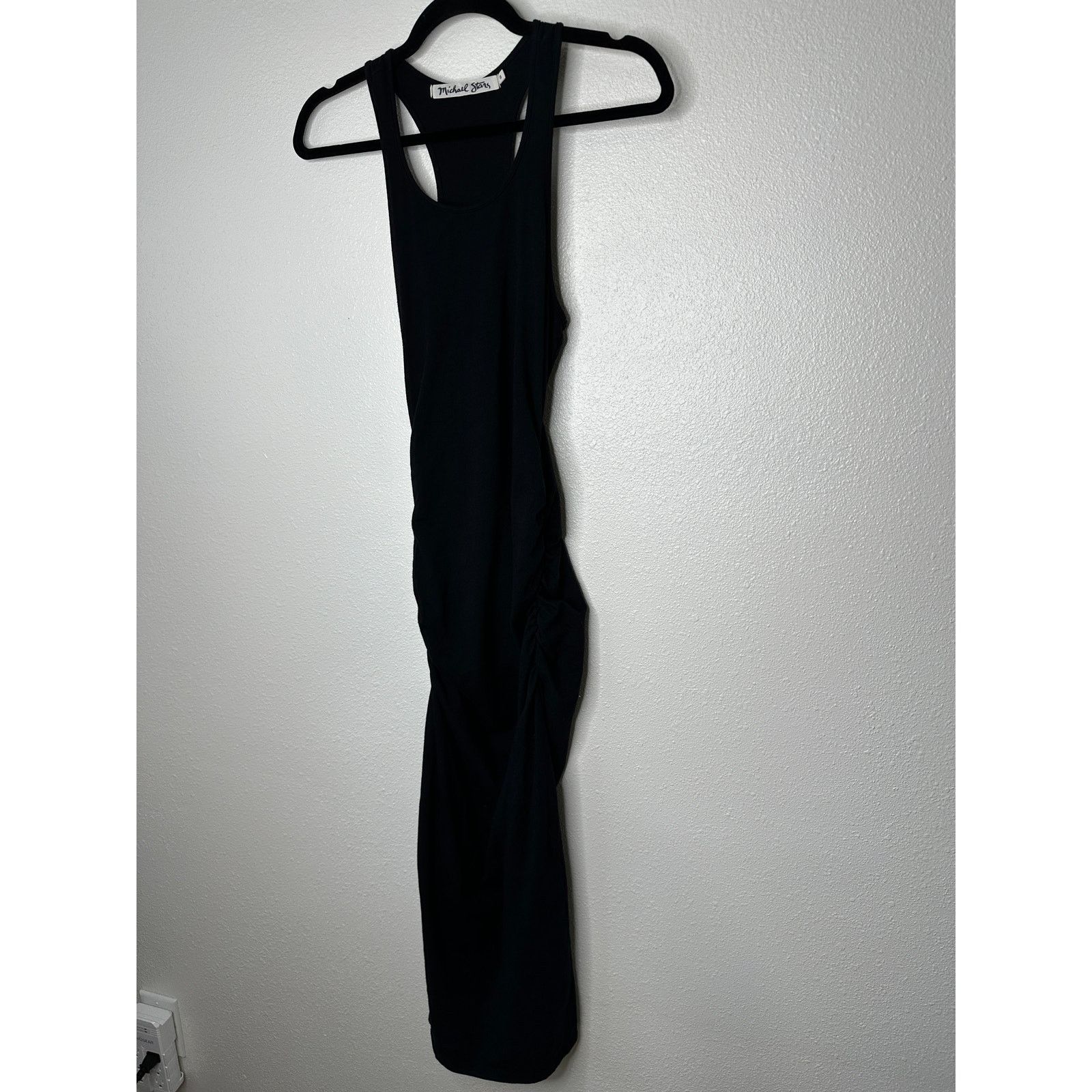 Michael Stars Michael Stars Black Midi Racerback Ruched Side Tank Dress S Size S / US 4 / IT 40 - 3 Thumbnail