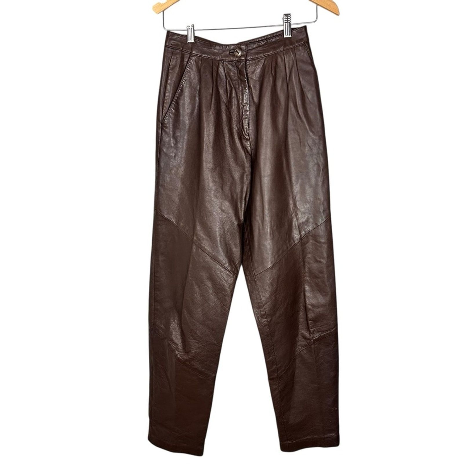 Other Madeleine Leather Brown Triple Pleated High Waist Trouser 4 Size 27" / US 4 / IT 40 - 2 Thumbnail