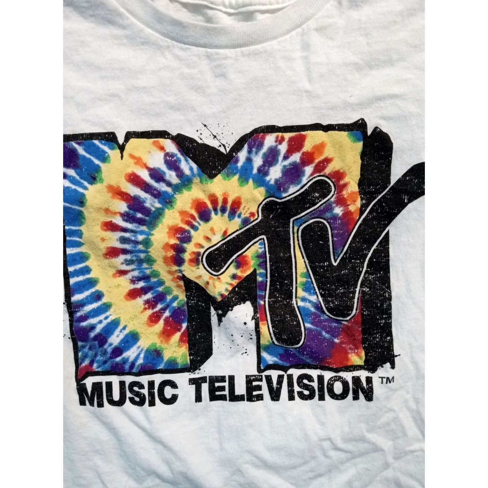 Vintage MTV T-Shirt Men Large Cotton White SS 40" Chest Regular Size MT v White Shirt Size US L / EU 52-54 / 3 - 2 Thumbnail