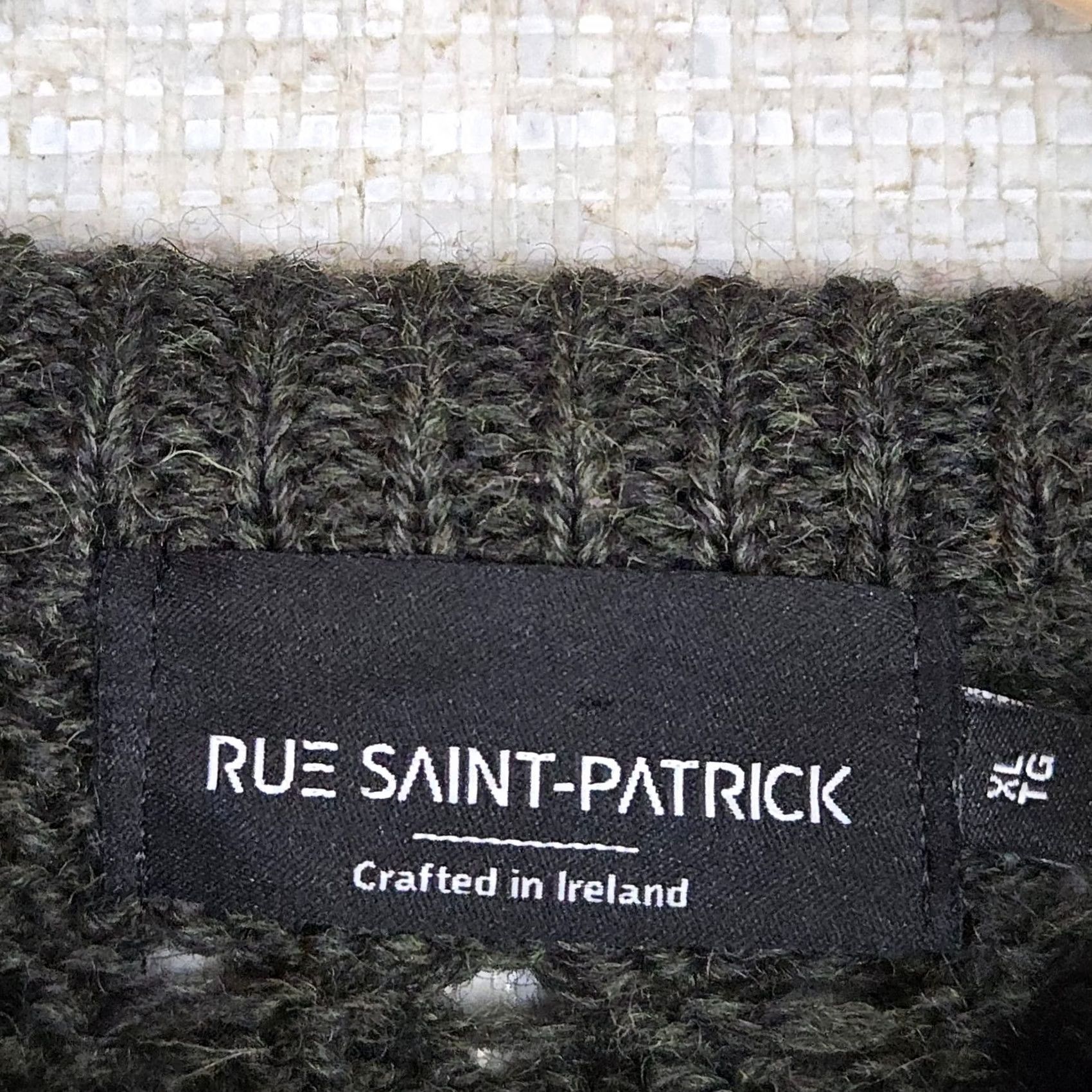 Vintage Rue Saint Patrick Mens XL Open Fisherman Knit Crew Neck Sweater 100% Wool Forest Green Size US XL / EU 56 / 4 - 6 Thumbnail