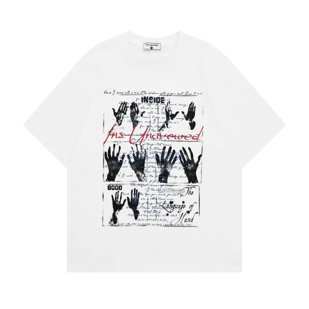 Japanese Brand × Vintage Men's street trend cotton loose hand shadow print T-shirt Size US M / EU 48-50 / 2 - 1 Thumbnail