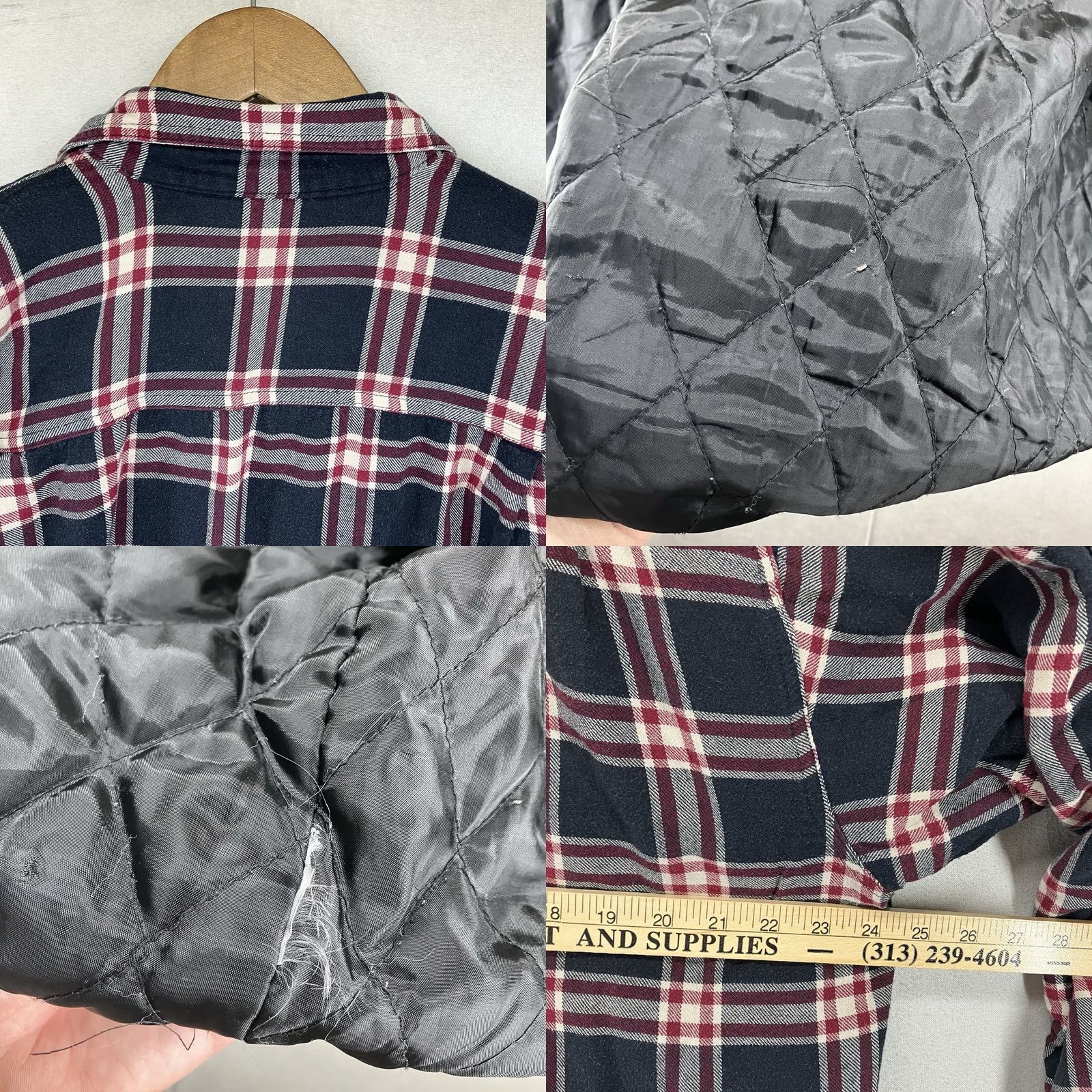 Wrangler VINTAGE Wrangler Mens Shacket Plaid Flannel Quilt Lined Shirt Jacket 90s Grunge Large Side Pocket Black Cotton Button-Up Outdoors Mens Regular L Size US L / EU 52-54 / 3 - 10 Thumbnail