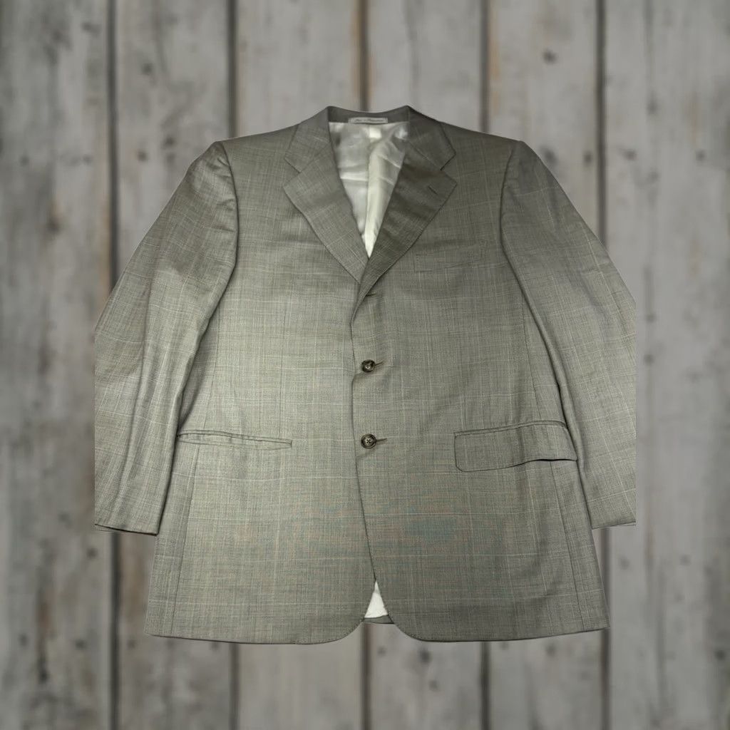 Ermenegildo Zegna Ermenegildo Zegna Blazer Mens 42R Brown Herringbone Wool Jacket Sport Coat 2 Piece Notch Lapel Notch 3-Button Single-Breasted Regular Mens Regular Size 42R - 1 Thumbnail
