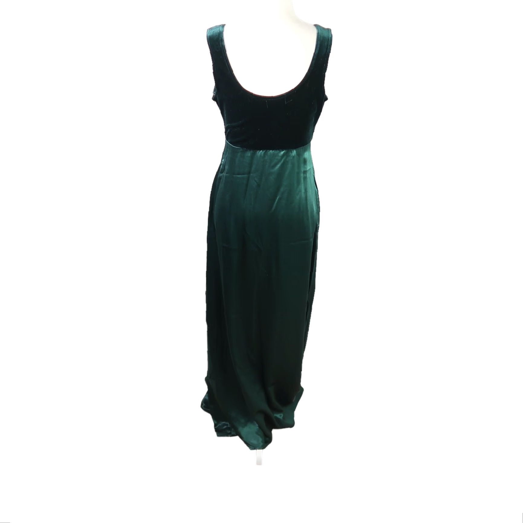 Velvet VINTAGE 90s Surplus Raw Vintage Emerald Green Velvet Satin Maxi Evening Gown Dress 6 Eveningwear Womens Size M / US 6-8 / IT 42-44 - 4 Thumbnail