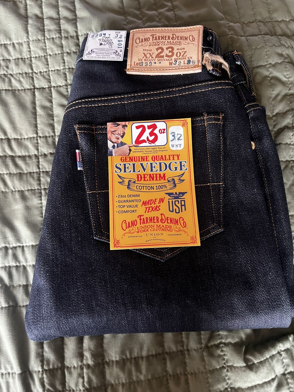 Ciano Farmer #333 23oz Heavy TYPE IH Japanese Indigo Red/White Selvage Size US 32 / EU 48 - 1 Thumbnail