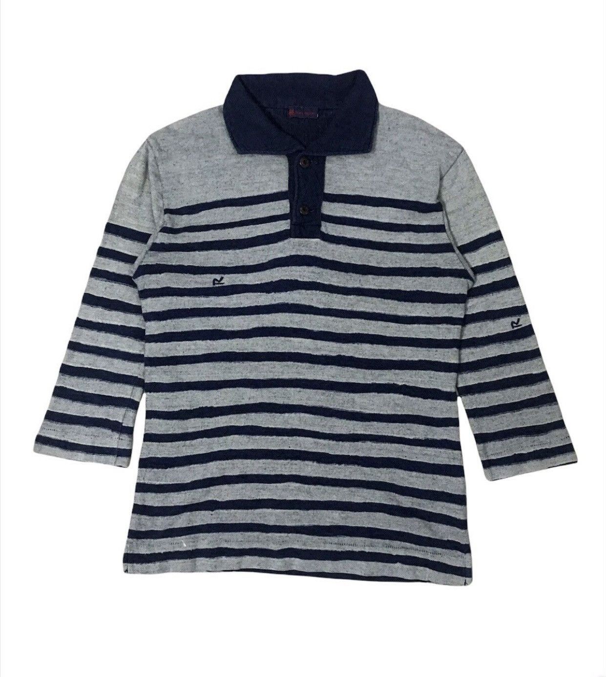 45rpm × Indigo Vtg 45rpm Indigo Polo Stripe Shirt Size S / US 4 / IT 40 - 1 Thumbnail