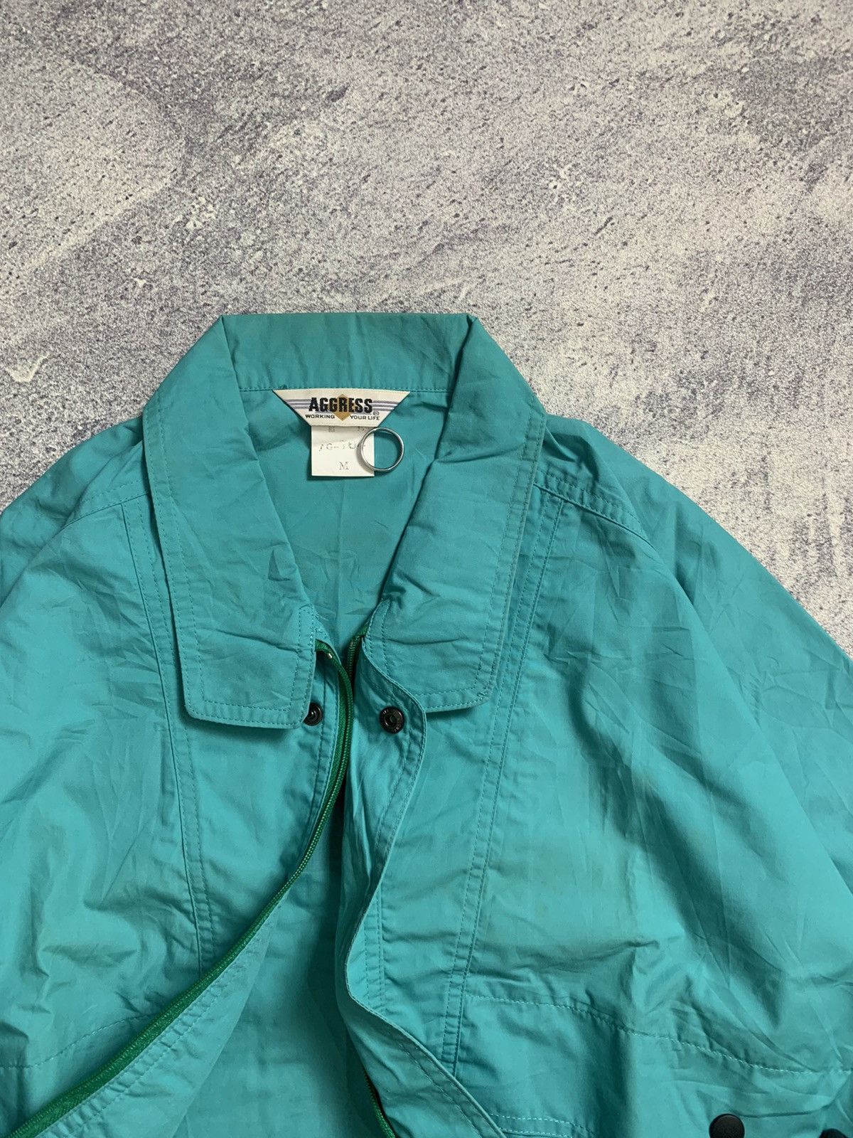 Japanese Brand × Vintage Vintage Blue Green 'Aggress' Flight Jacket Size US M / EU 48-50 / 2 - 4 Thumbnail