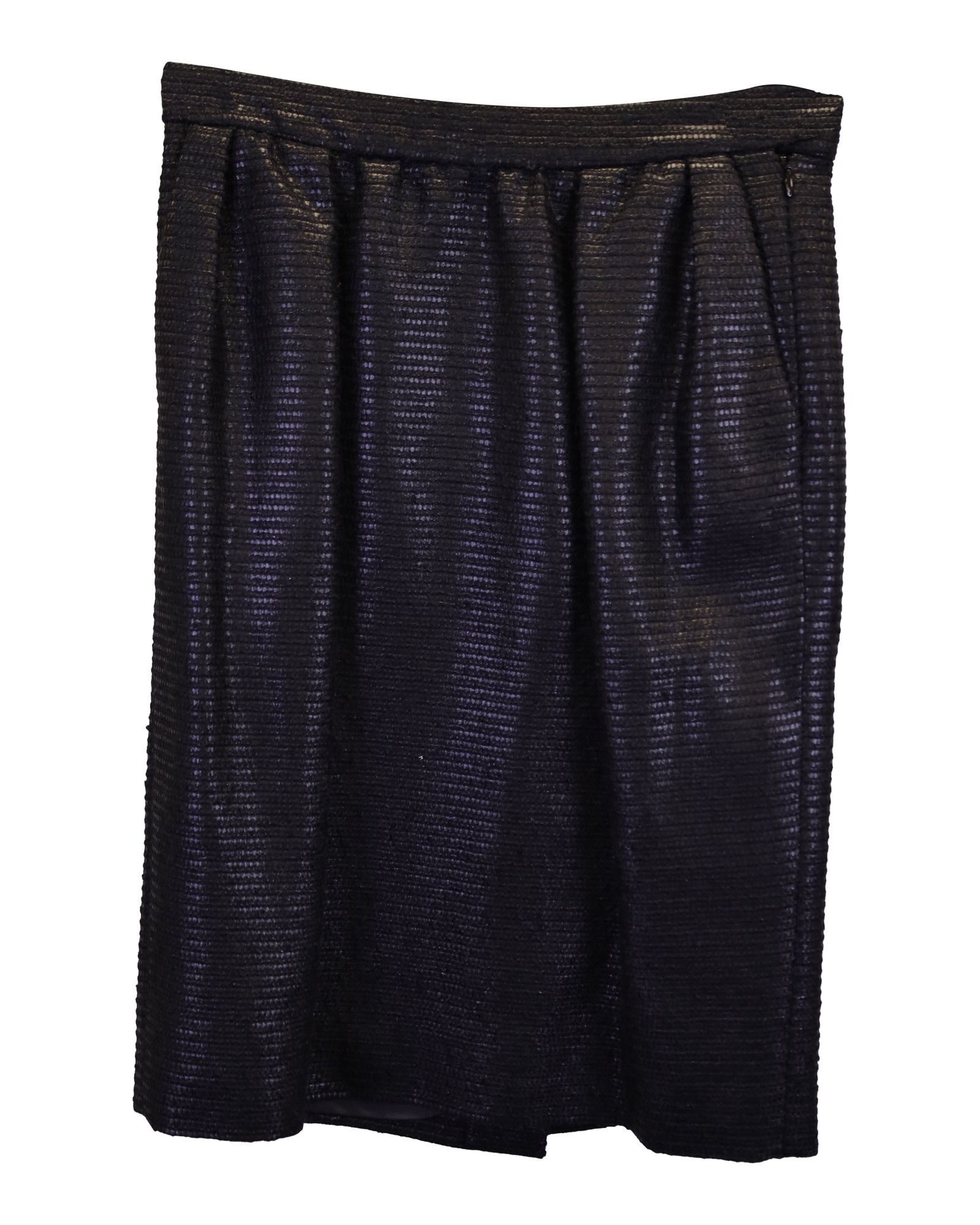 Saint Laurent Paris Saint Laurent Textured Skirt in Black Polyester Size 28" / US 6 / IT 42 - 1 Thumbnail