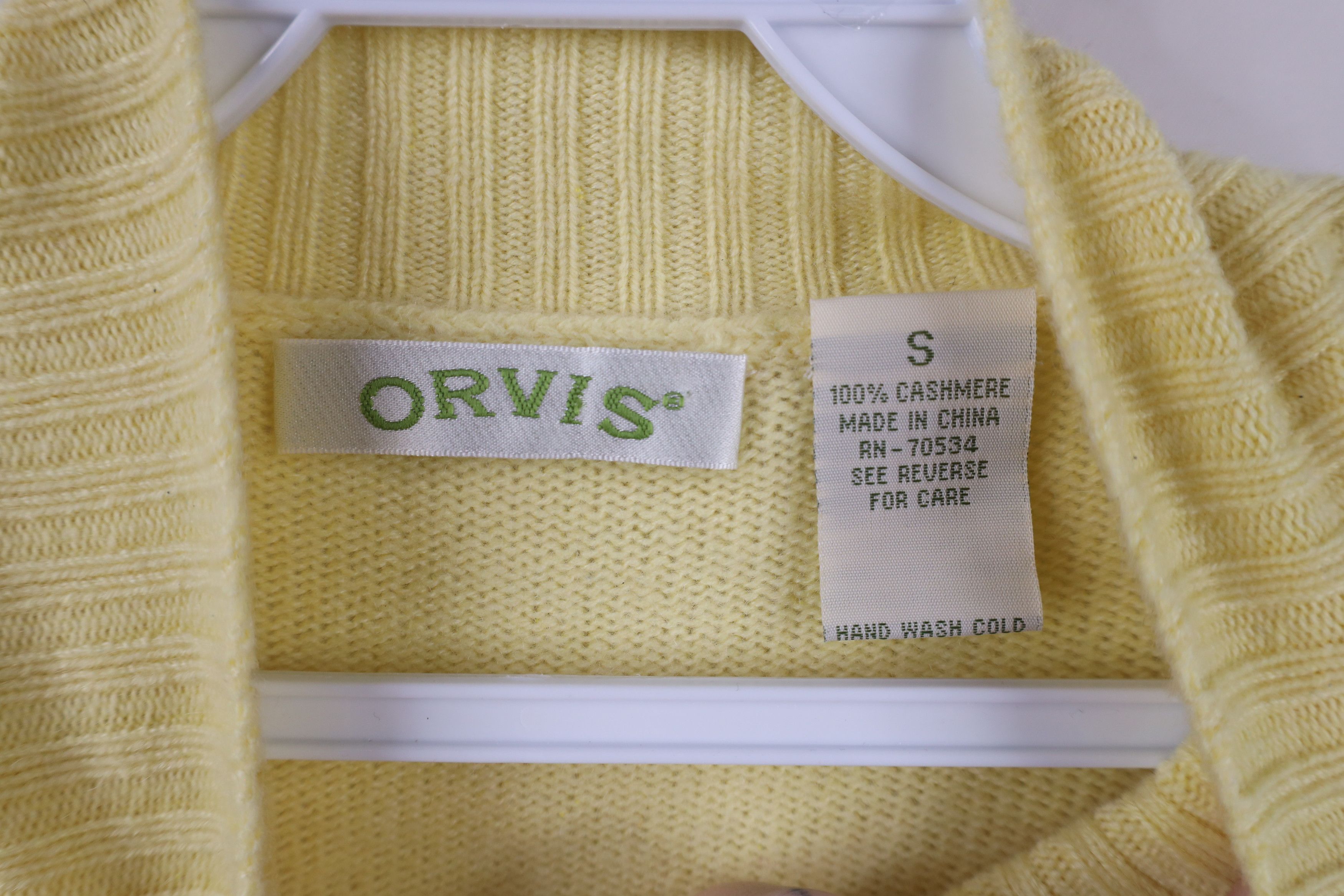 Orvis × Vintage Vintage Orvis Soft Cashmere Knit Cardigan Sweater Yellow Size S / US 4 / IT 40 - 6 Thumbnail
