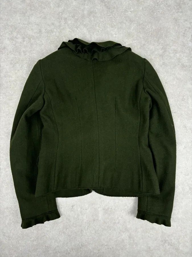 Moschino 2010s Moschino Olive Wool Ruffled Blazer Jacket Size S / US 4 / IT 40 - 6 Thumbnail