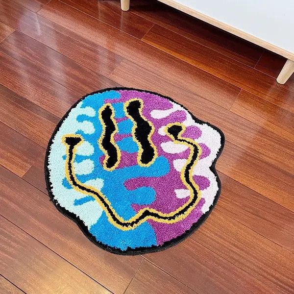 Designer Handmade Smile Face Colorful Custom Carpet Rug Size ONE SIZE - 3 Thumbnail