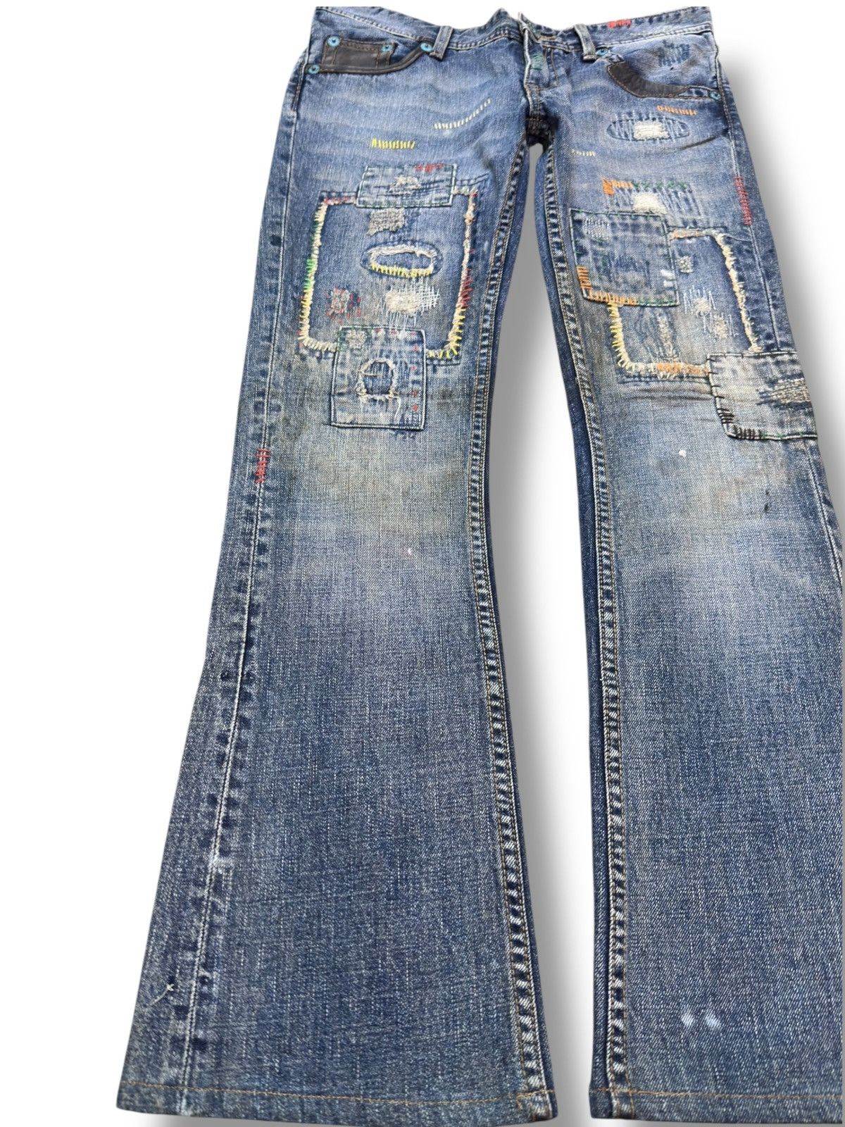 If Six Was Nine Vintage Back Number Flare Sashiko Boro Denim Size US 30 / EU 46 - 3 Thumbnail