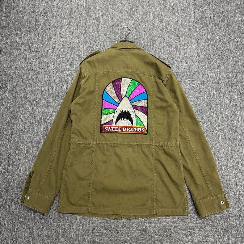 Saint Laurent Paris Saint Laurent Paris Army Green Rhinestone Shark Jacket 2505 Size US M / EU 48-50 / 2 - 5 Thumbnail