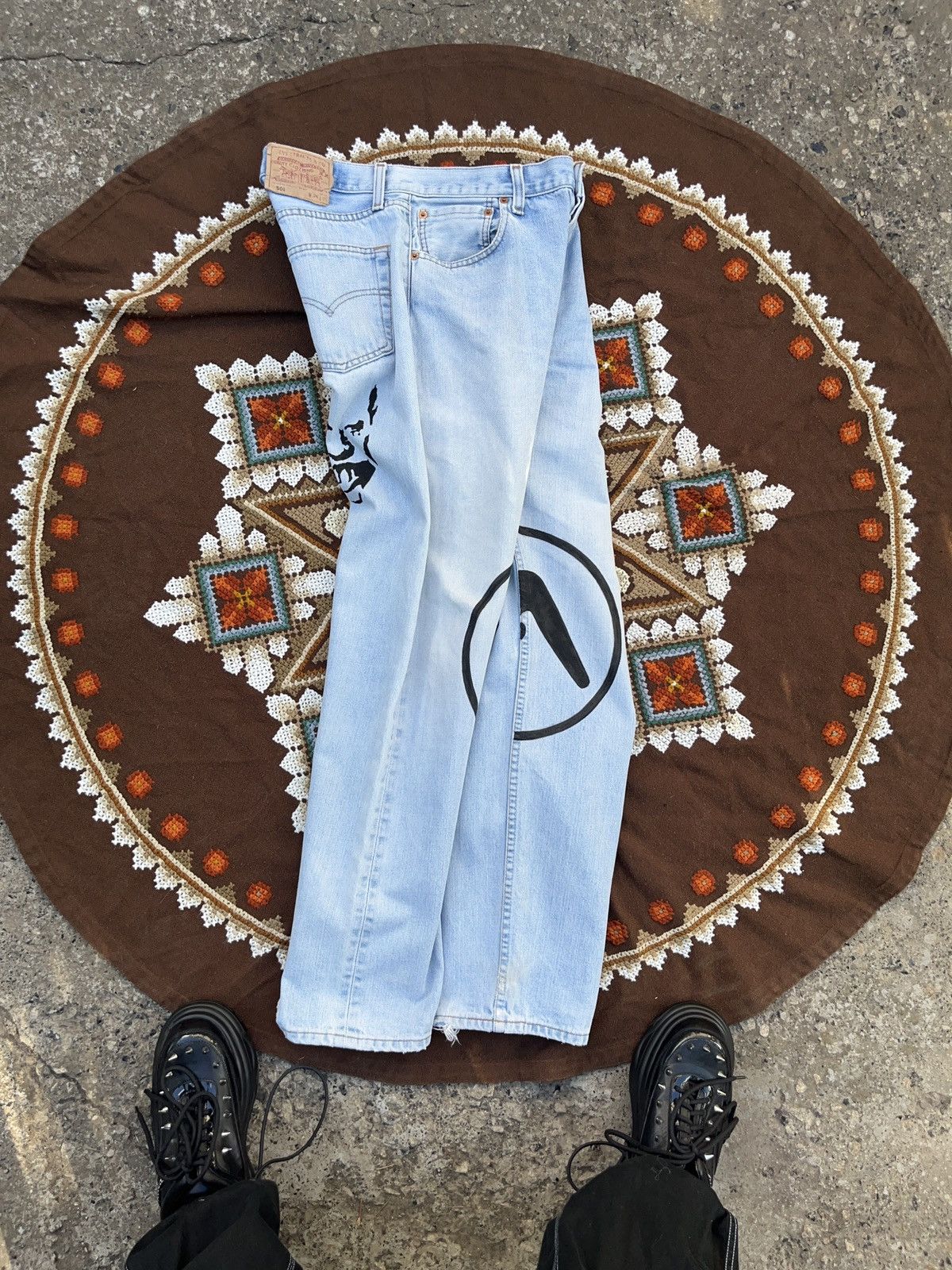 Apex Aphex Twin Custom Made Jeans On Vintage Levi’s 501 Size US 34 / EU 50 - 16 Thumbnail