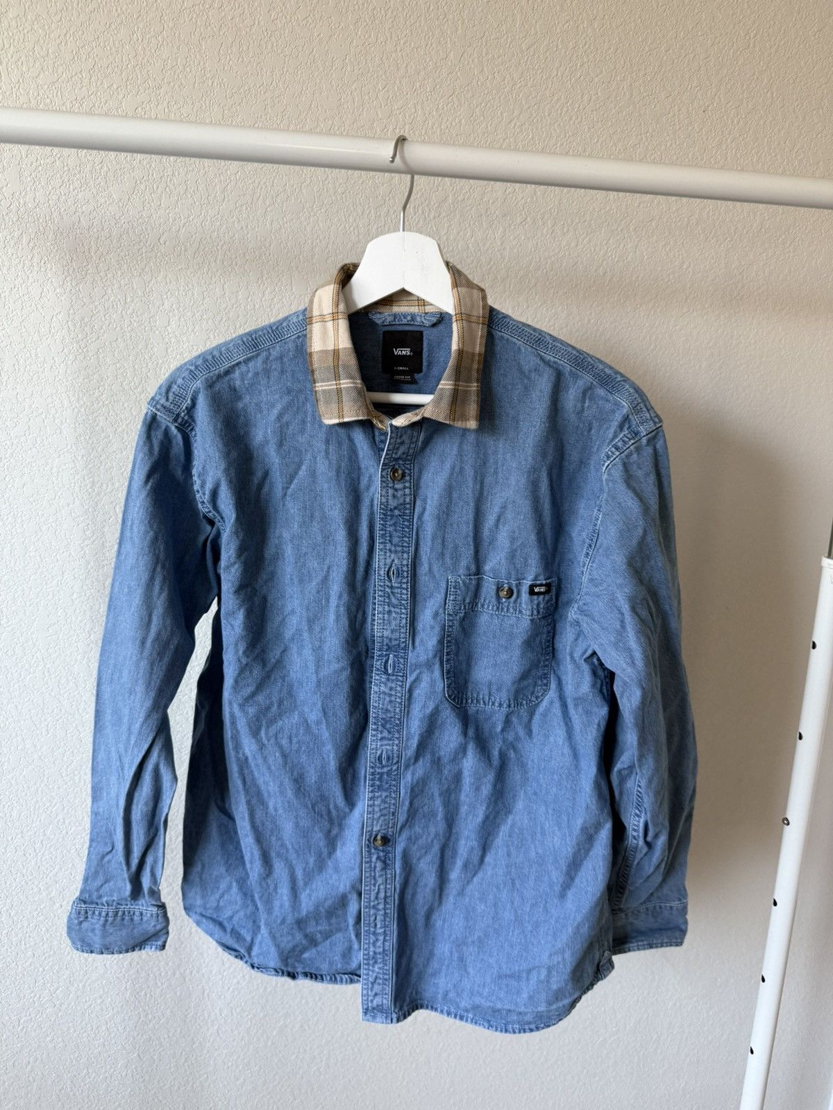 Vans Vans Denim Shirt with Plaid Collar Size US XS / EU 42 / 0 - 2 Thumbnail