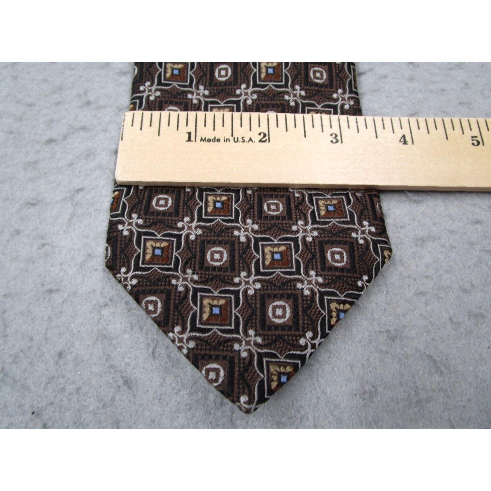 Canali Canali Neck Tie Mens One Size Brown Silk Designer Luxury Abstract Geometric Made in Italy Size ONE SIZE - 5 Thumbnail