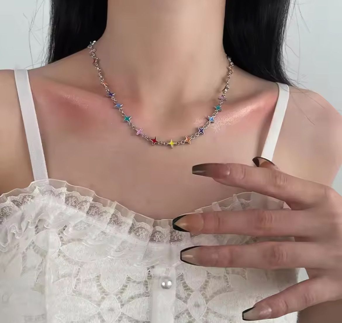 Japanese Brand Trendy Colorful Resin Star Necklace Size ONE SIZE - 1 Thumbnail
