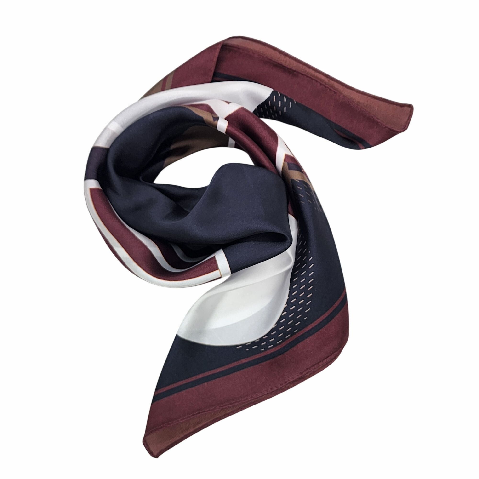 Other ⭐Geometric Square Scarf Brown Silky Neck Wrap Retro Abstract Size ONE SIZE - 4 Thumbnail