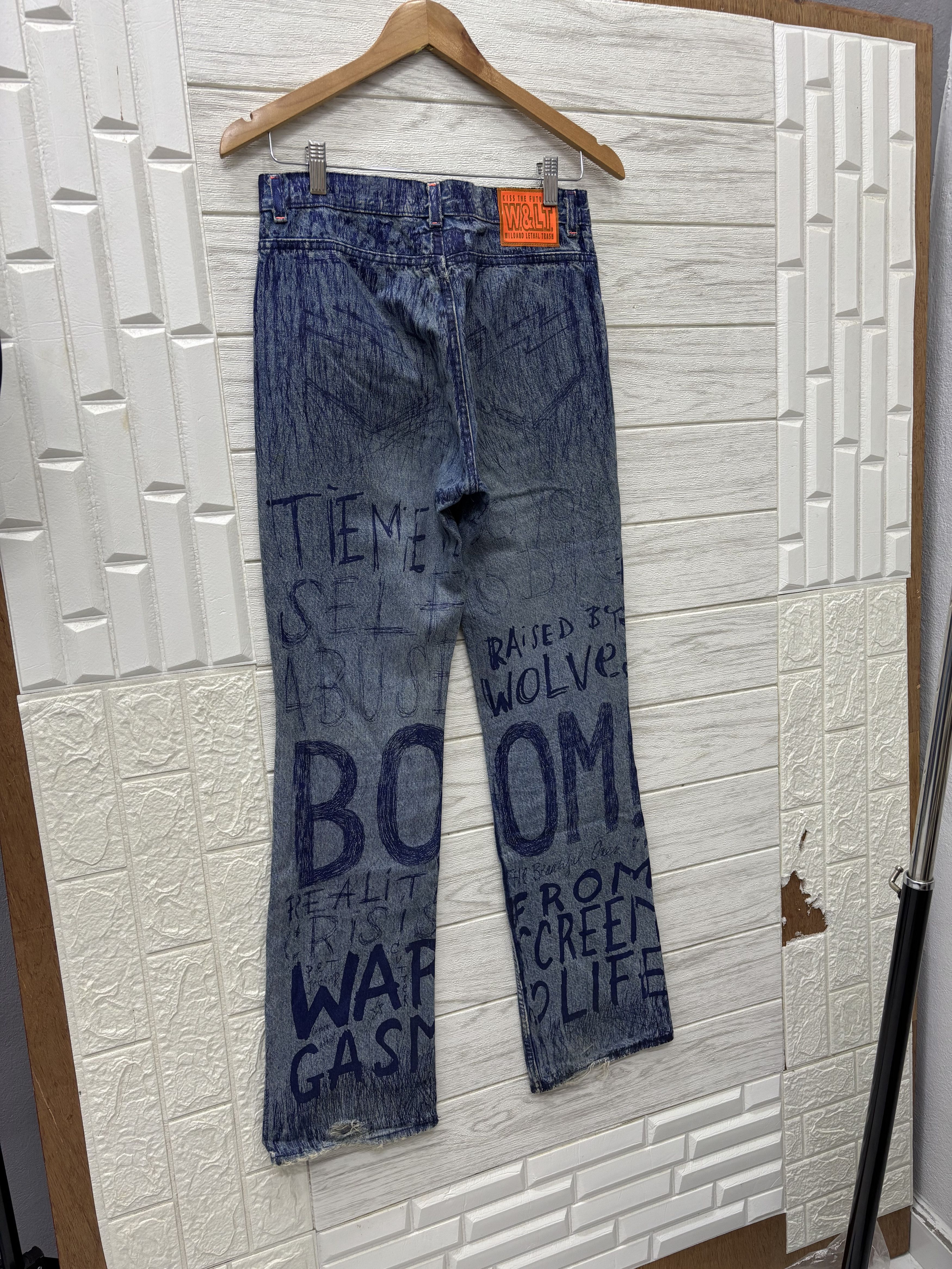 Walter Van Beirendonck W&LT⚡️Pen Graffiti Archive Flared Jeans Distressed Denim Size US 30 / EU 46 - 6 Thumbnail