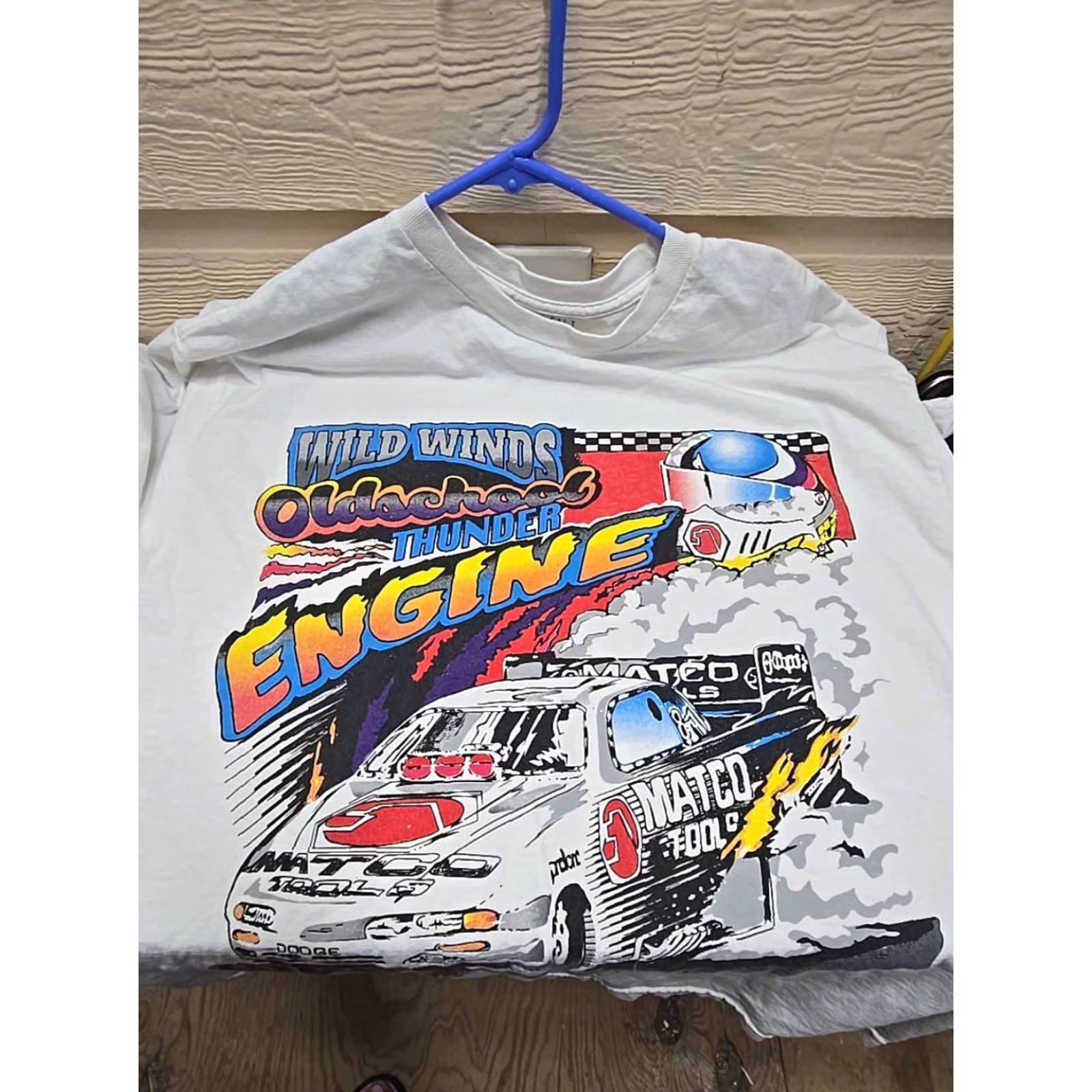 Vintage J Galt San Diego Wild Winds Oldschool Thunder Engine Car Racing T-Shirt One Size White Cotton Unisex Adults Short Sleeve Crew Neck Regular Fit Size US M / EU 48-50 / 2 - 7 Thumbnail