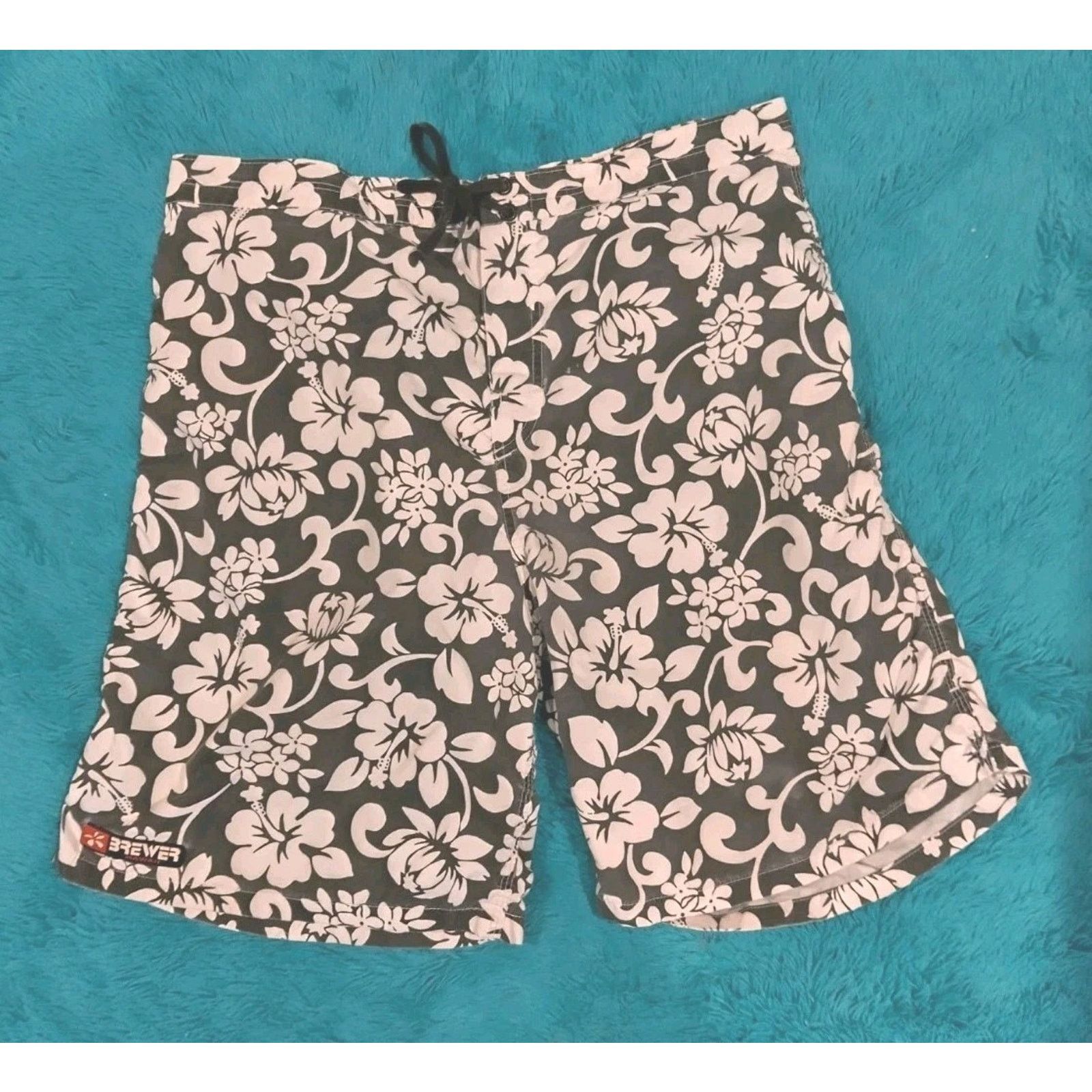 Breuer Brewer Hawaii Gray Floral Swim Trunk Shorts 35 Lightly Worn Size US 35 - 1 Thumbnail
