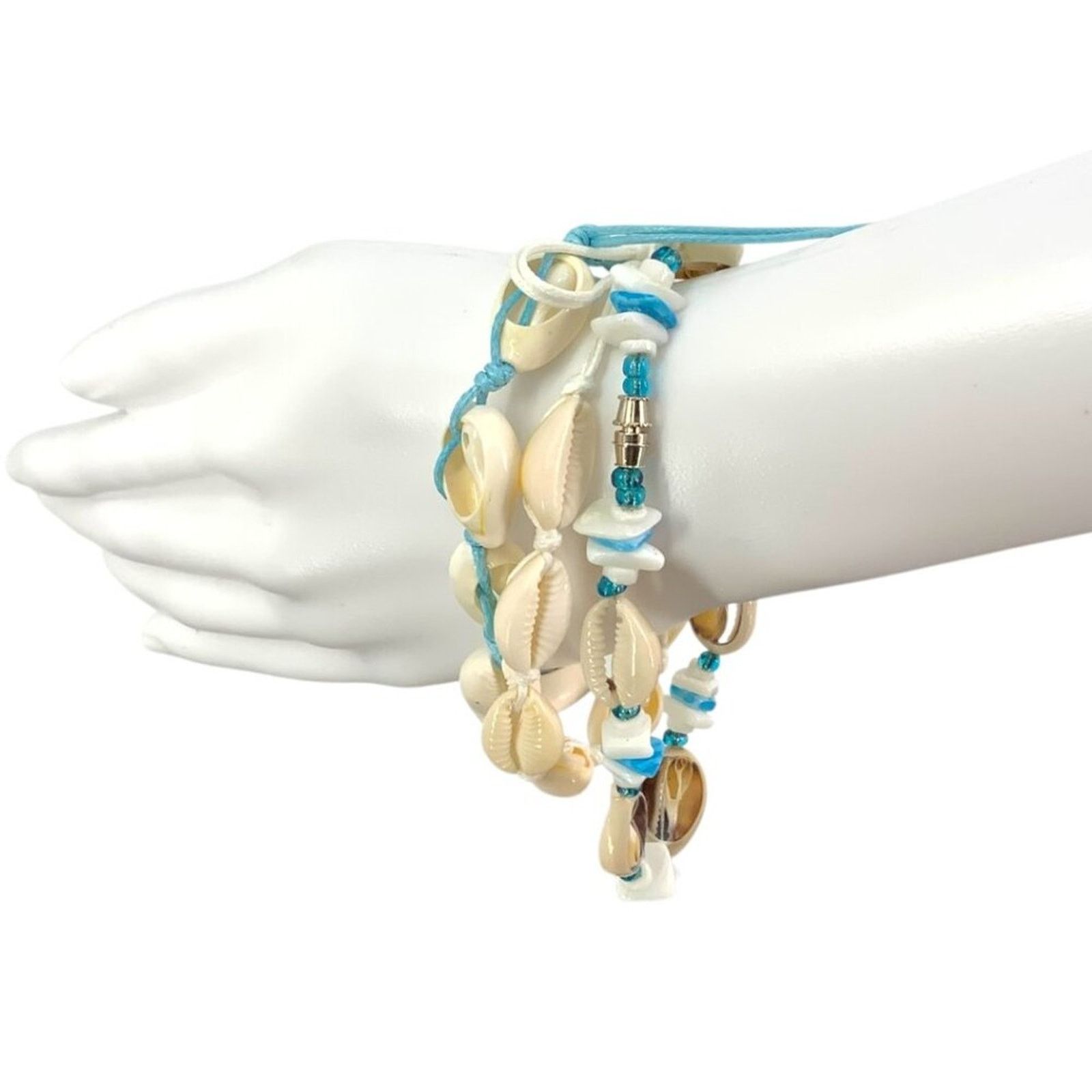 Other Set of 3 Cowrie Shell Bracelets Blue White | Grailed