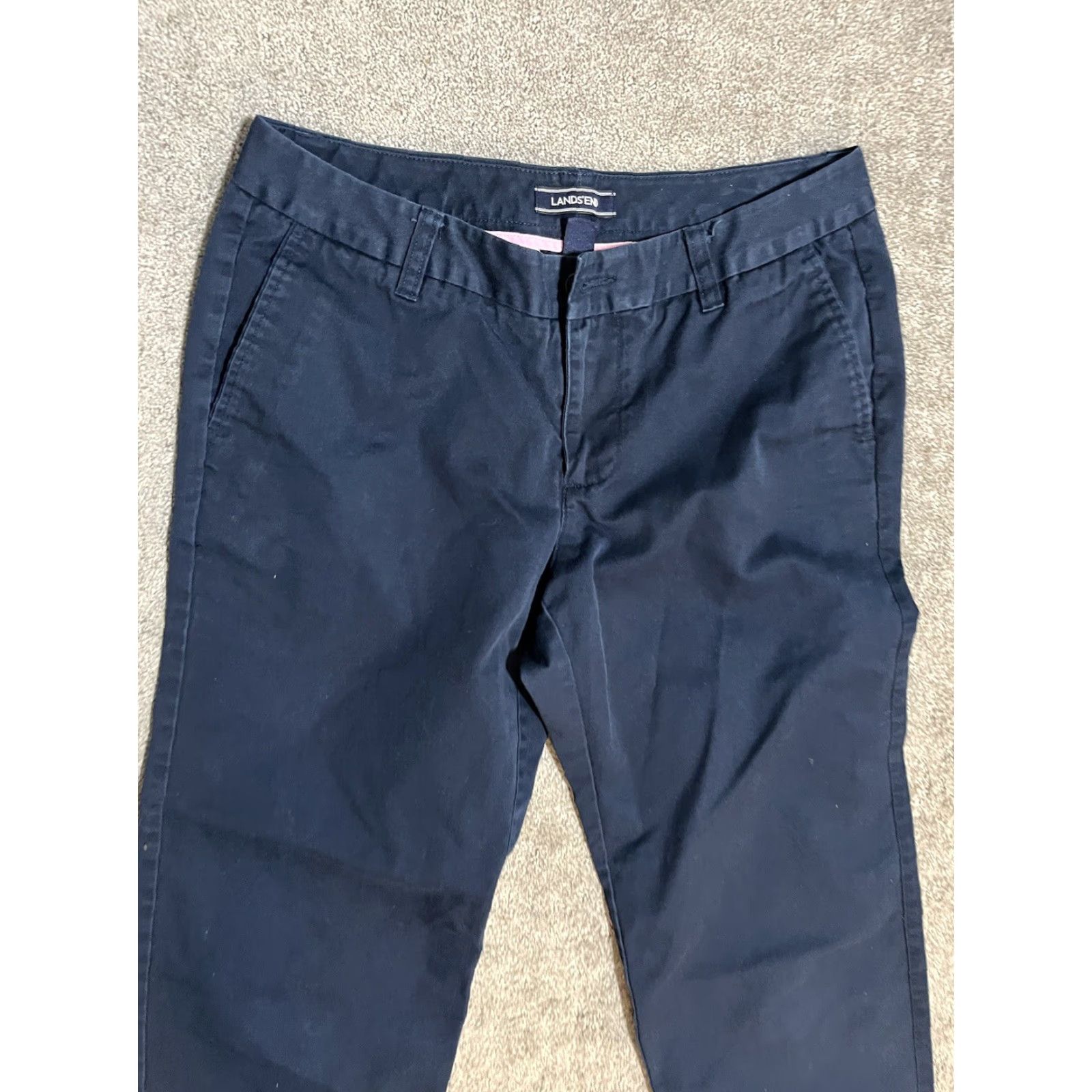 Lands' End Lands' End Women's Cropped Wide-Leg Pants Size 6 Blue Size 28" / US 6 / IT 42 - 2 Thumbnail