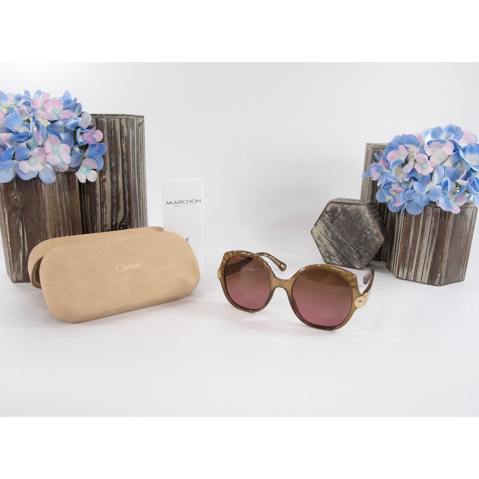 Chloe Chloe CE749S Brown Rose Tortoise Acrylic Logo Sunglasses NWT Size ONE SIZE - 1 Thumbnail