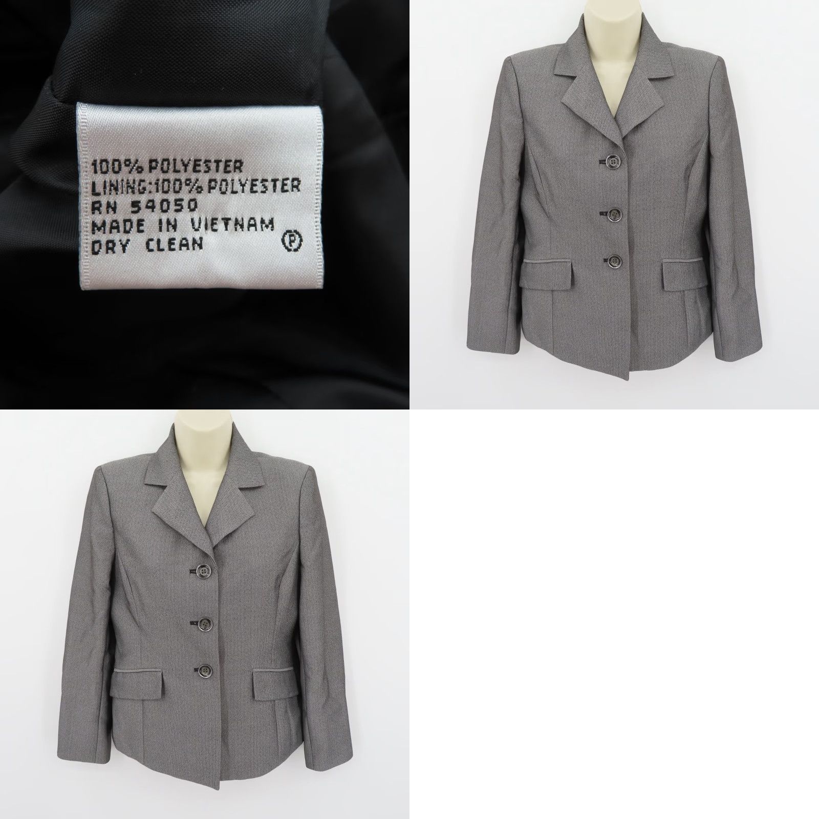 Vintage VINTAGE Le Suit Womens Gray 3 Button Collared Suit Jacket Coat Has Pockets 4P Petite/Petites Womens Size S / US 4 / IT 40 - 8 Thumbnail
